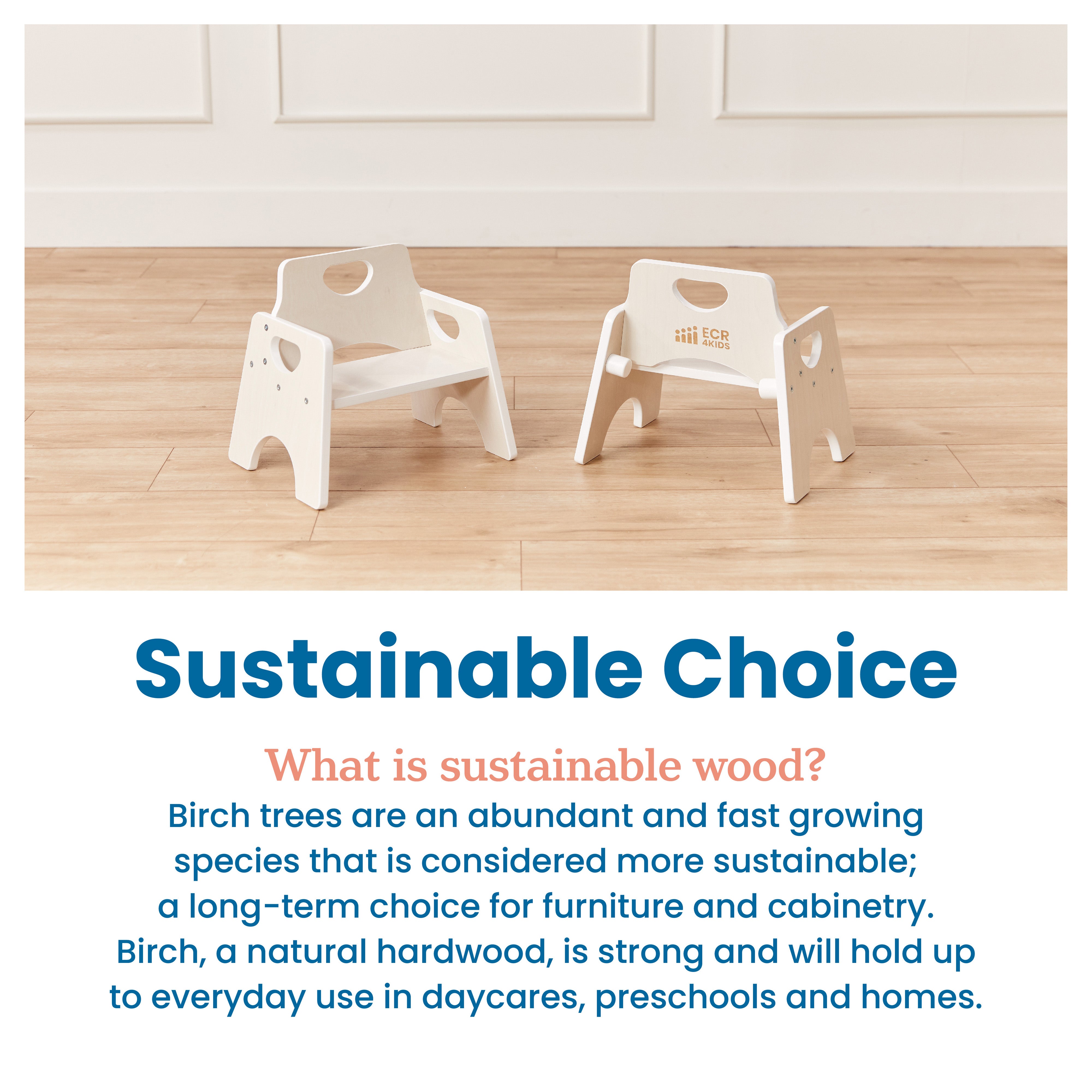 Stackable Wooden Toddler Chair, 6in, 2-Pack