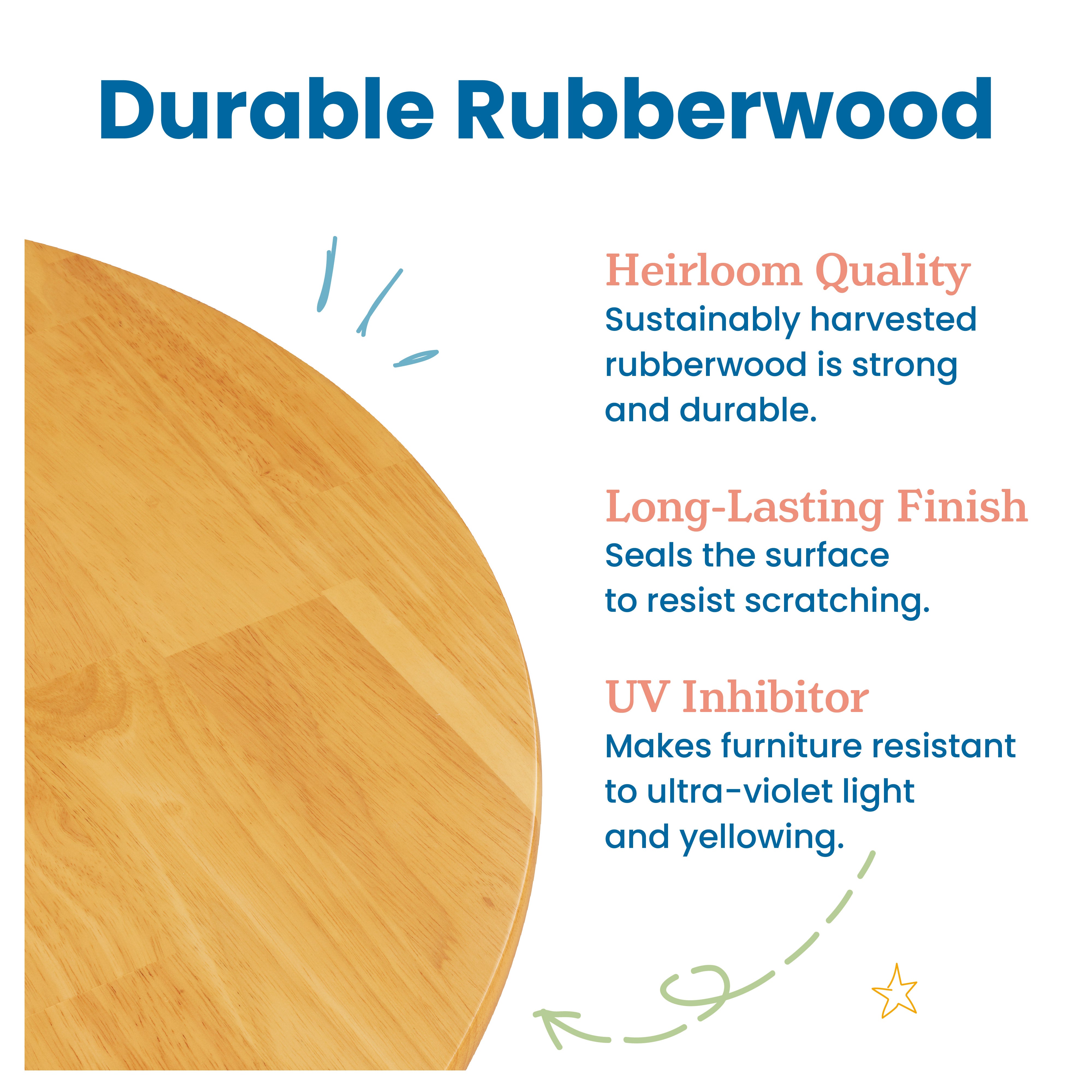 30in D Round Hardwood Table with 22in Legs, Kids Furniture
