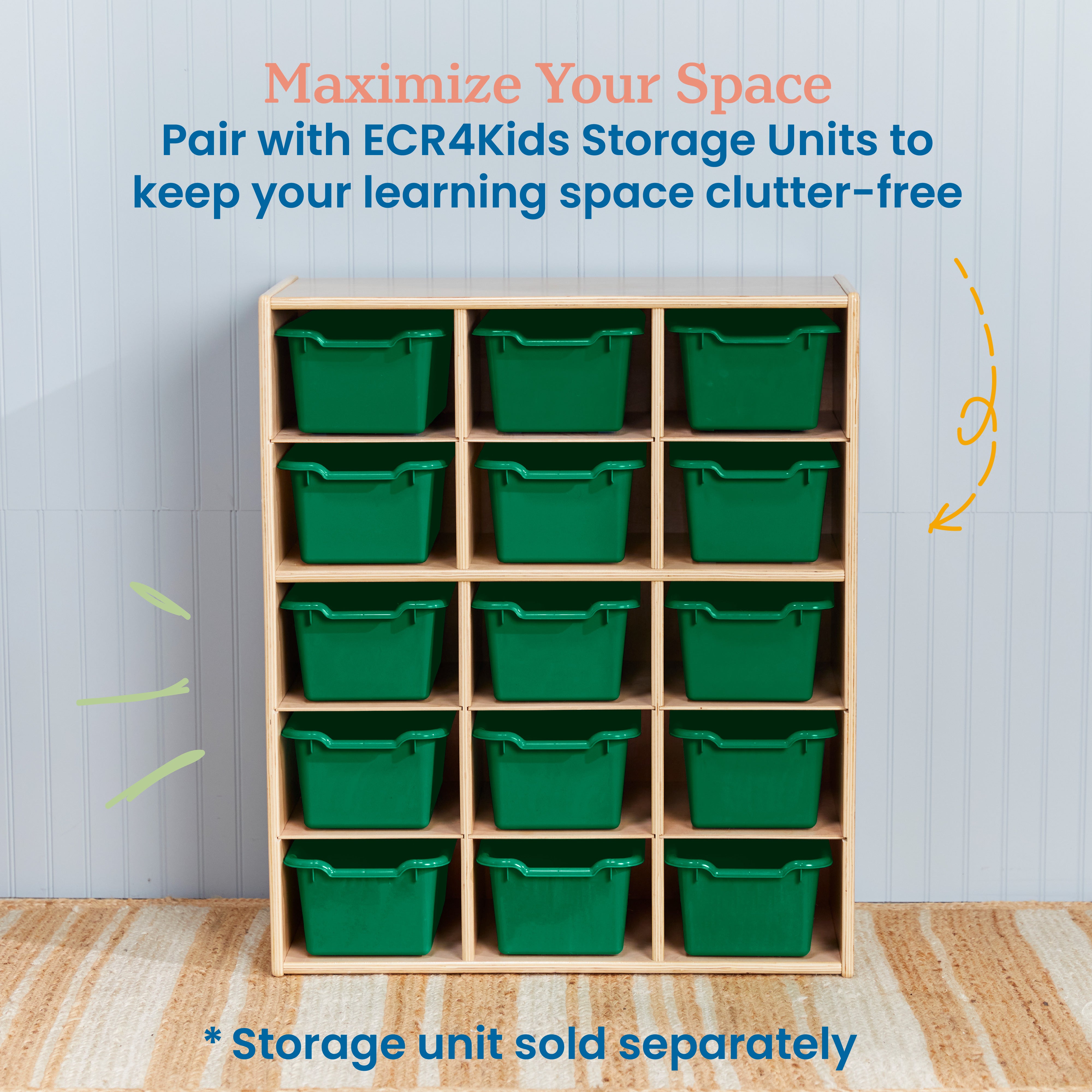 Scoop Front Plastic Storage Bins, 15-Piece