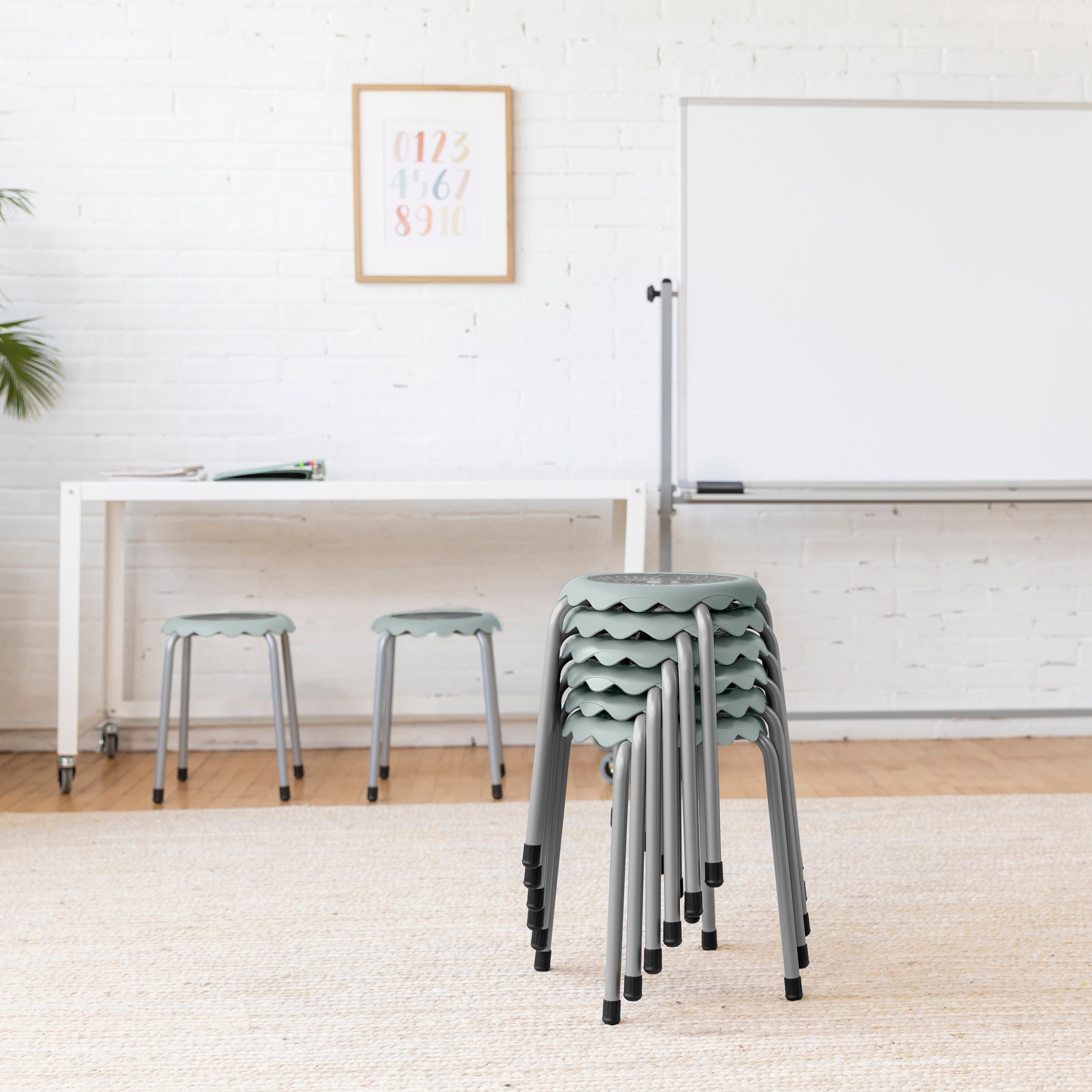 Daisy Stackable Stool with Glides Seating Set, 8-Piece