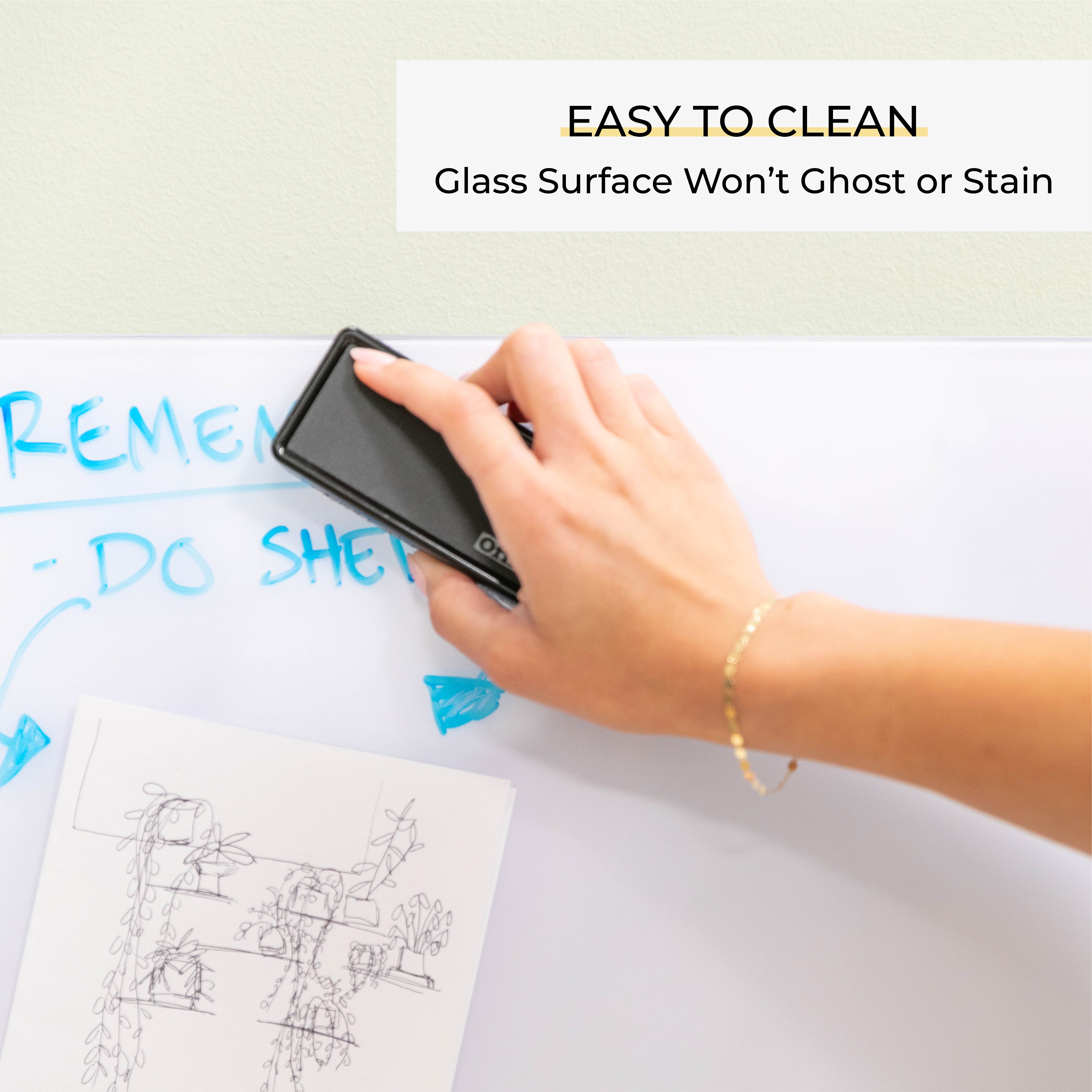 MessageStor Magnetic Dry-Erase Glass Board with Magnets, 17.5in x 17.5in, 2-Pack