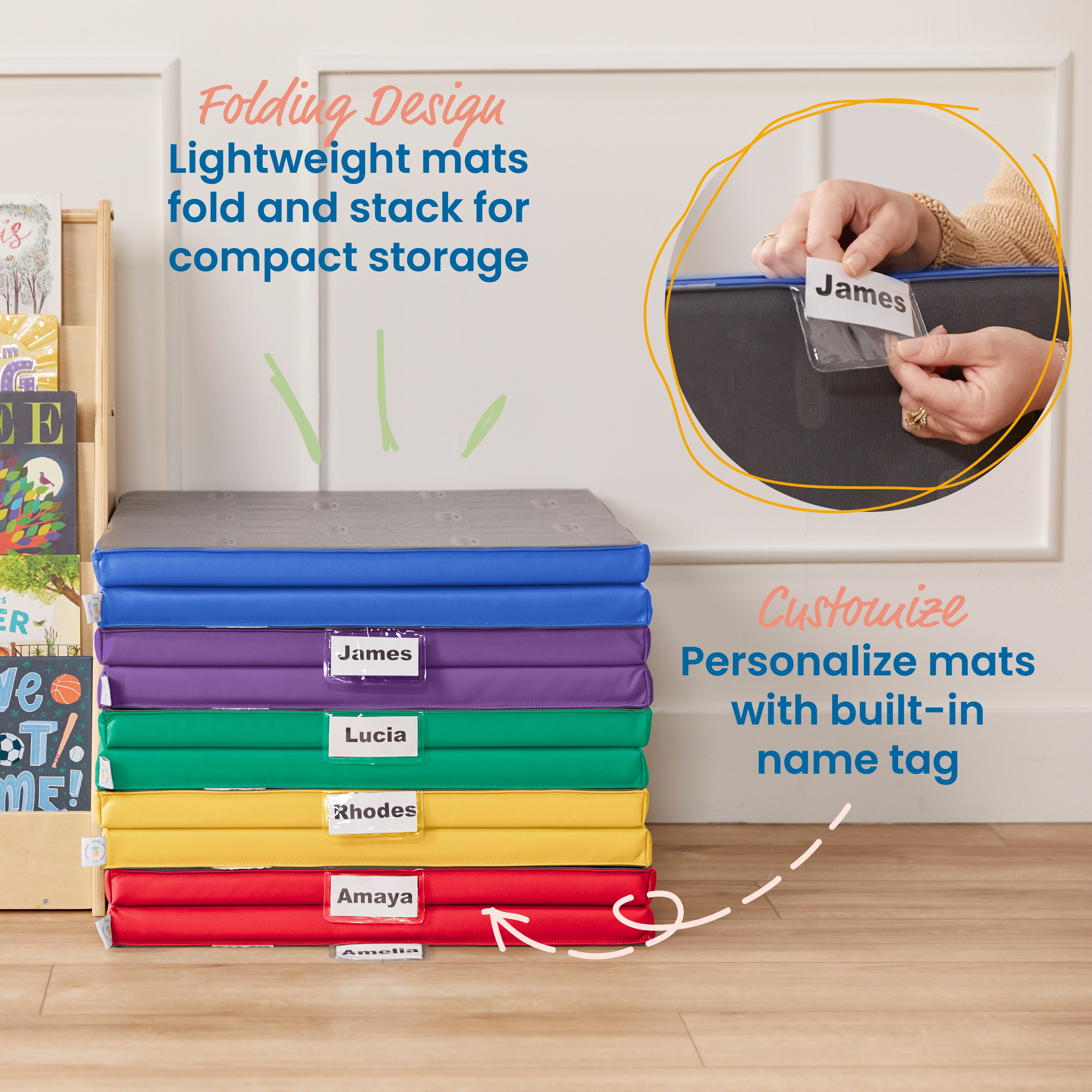 Folding Rainbow Rest Mats, 5-Piece