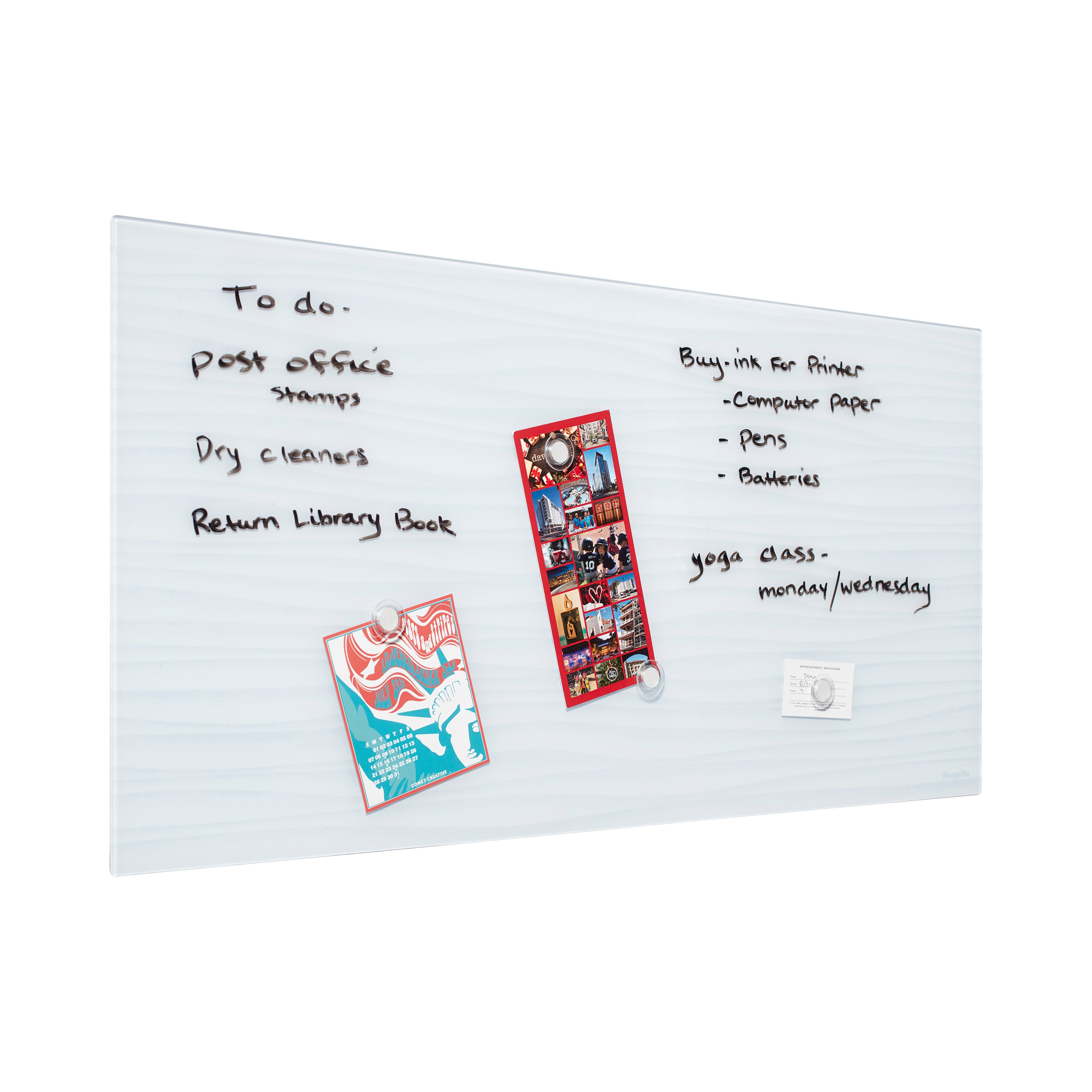 MessageStor Magnetic Dry-Erase Glass Board with Magnets, 18in x 36in