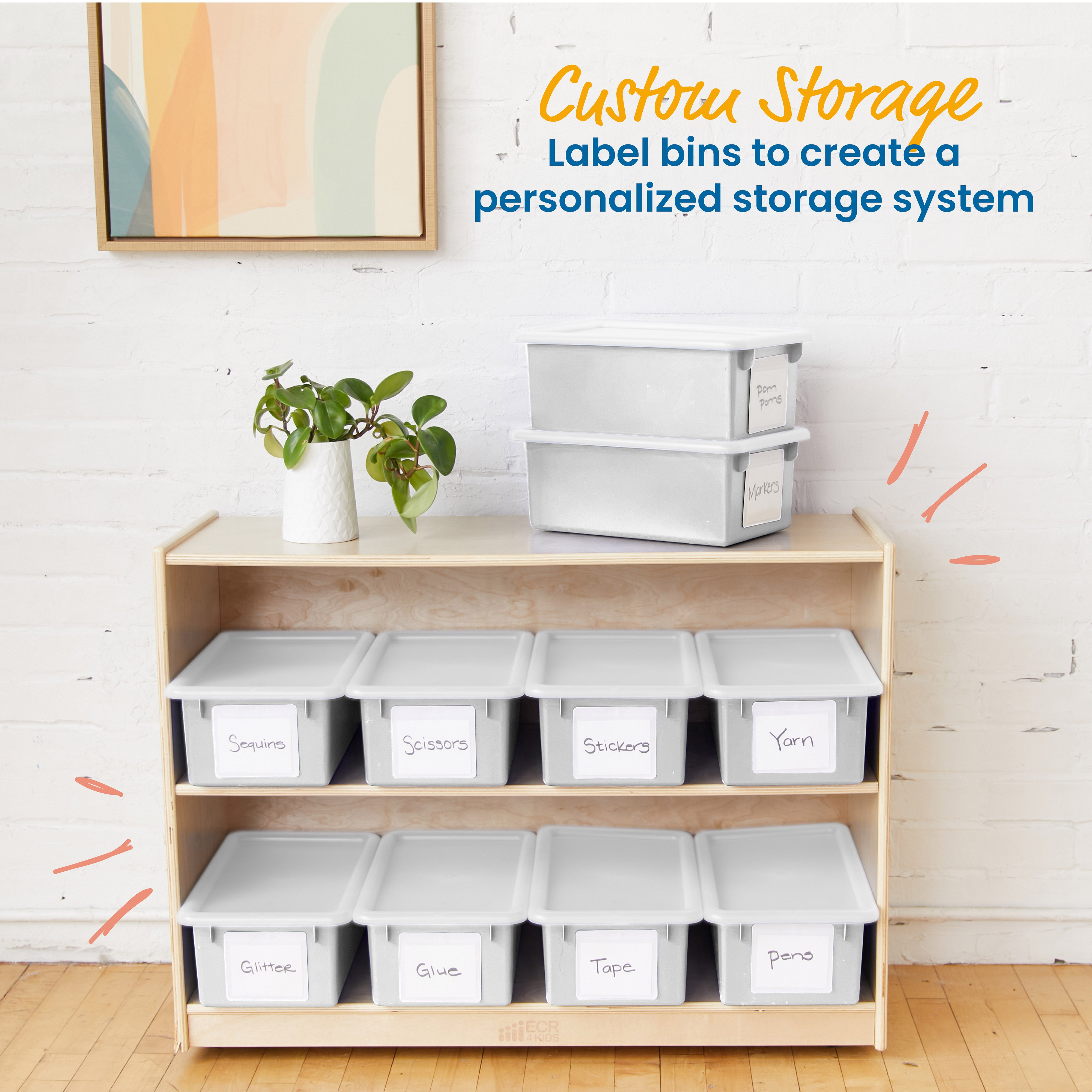 Cubby Storage Bin with Lid, 10-Piece