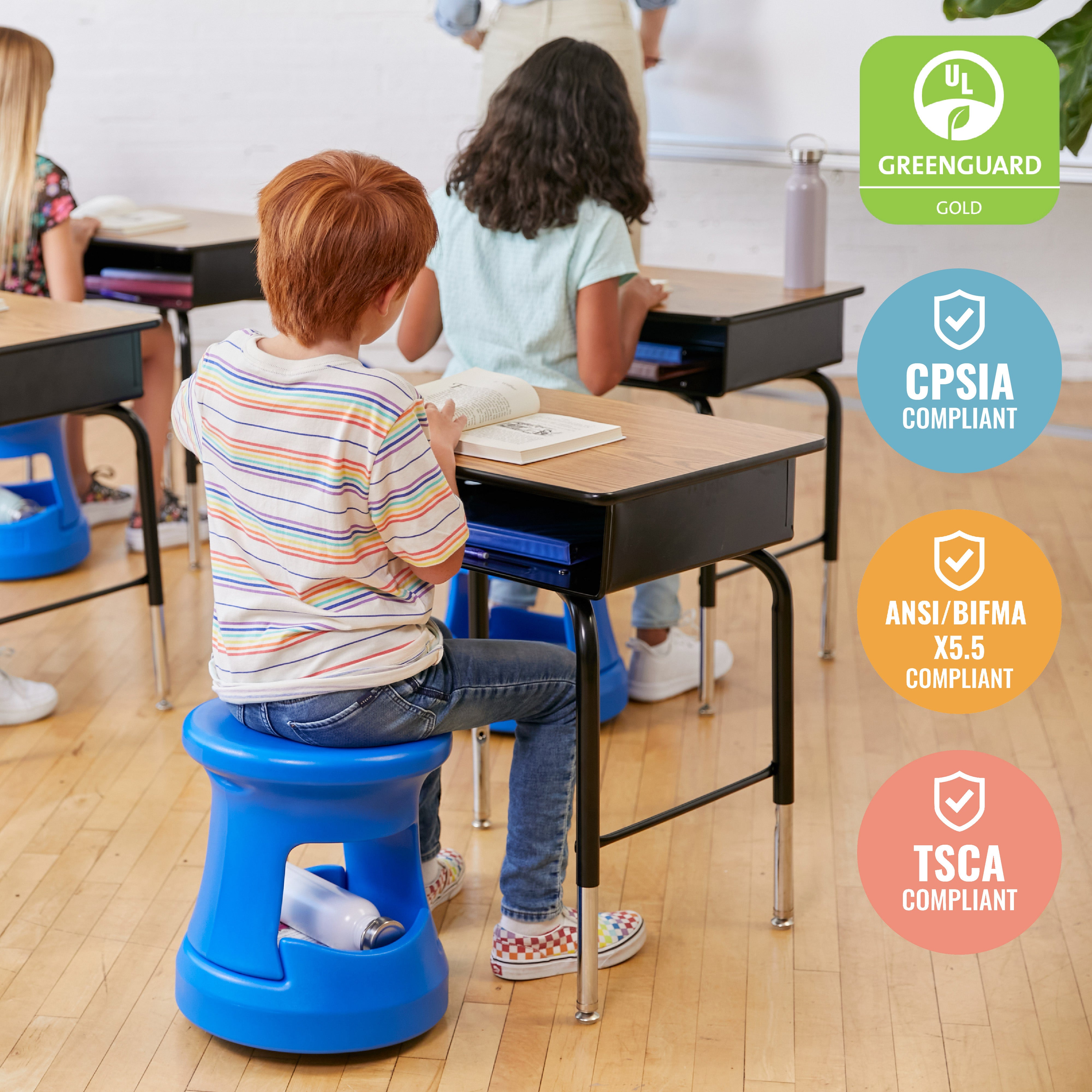 Open Front Desk with Metal Storage Book Box, Adjustable