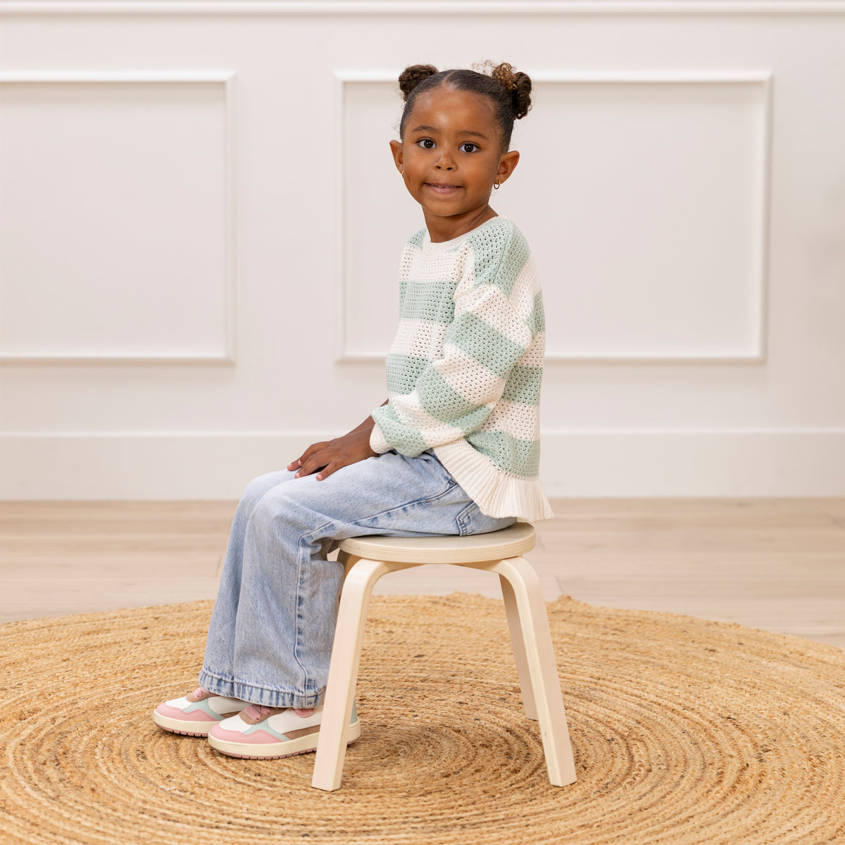 Bentwood Stackable Stools, 12in Seat Height, 6-Piece
