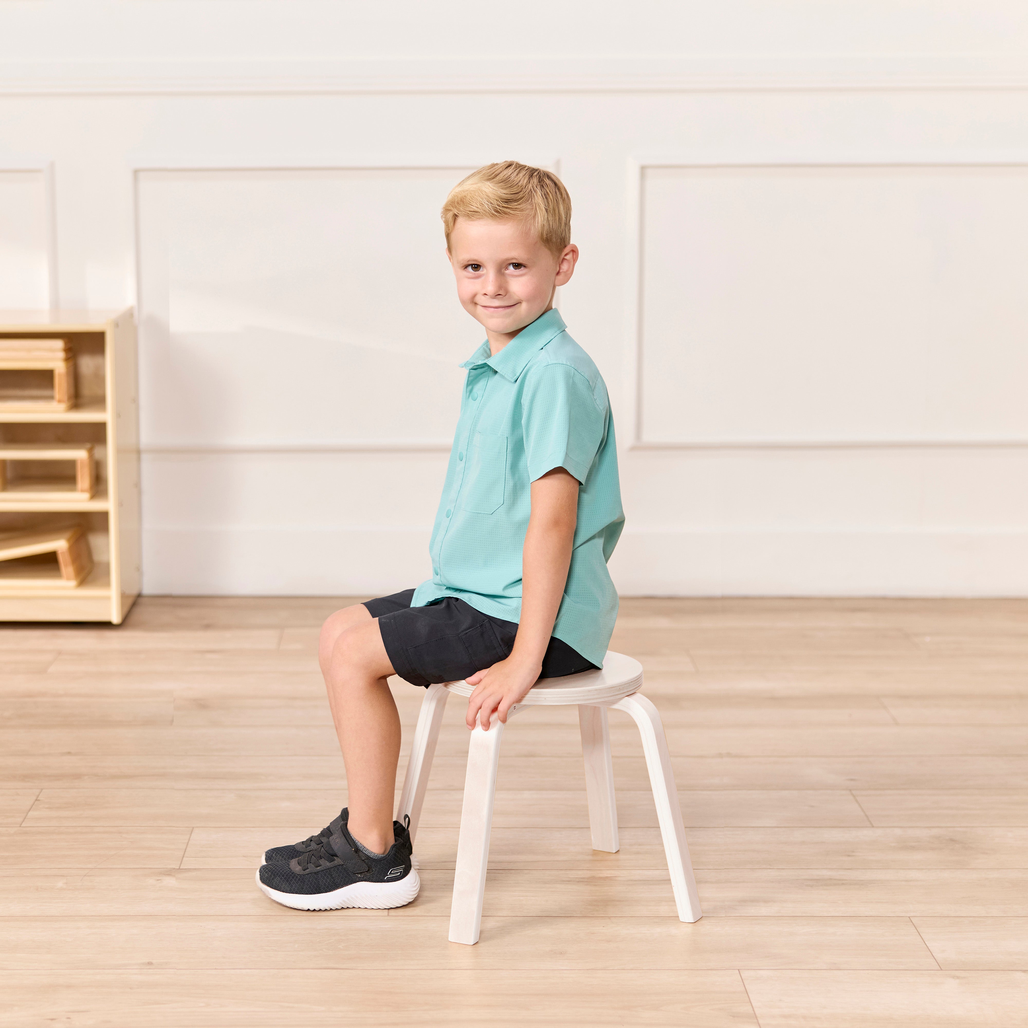 Bentwood Stackable Stools, 12in Seat Height, 6-Piece