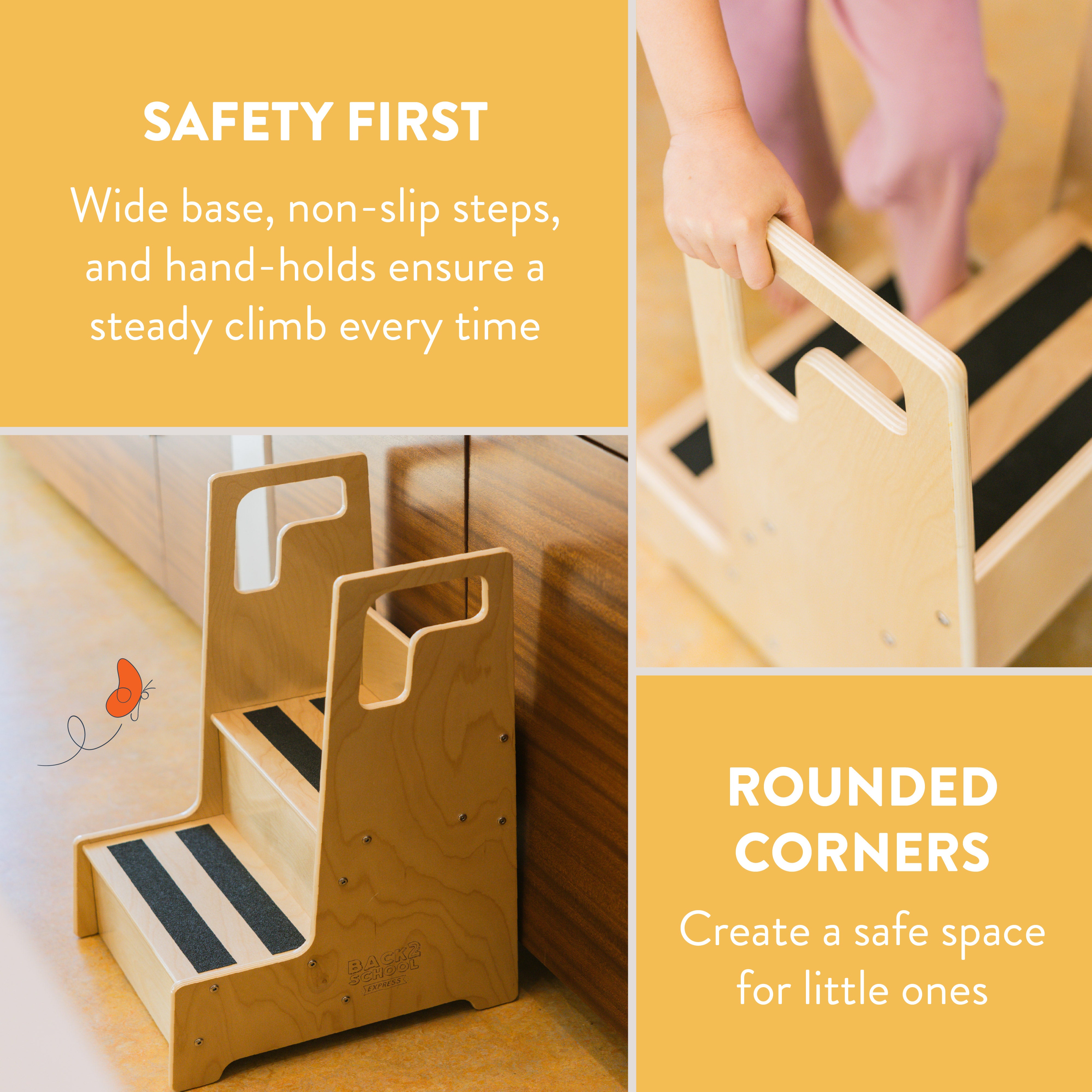 Wooden Step Stool with Handles