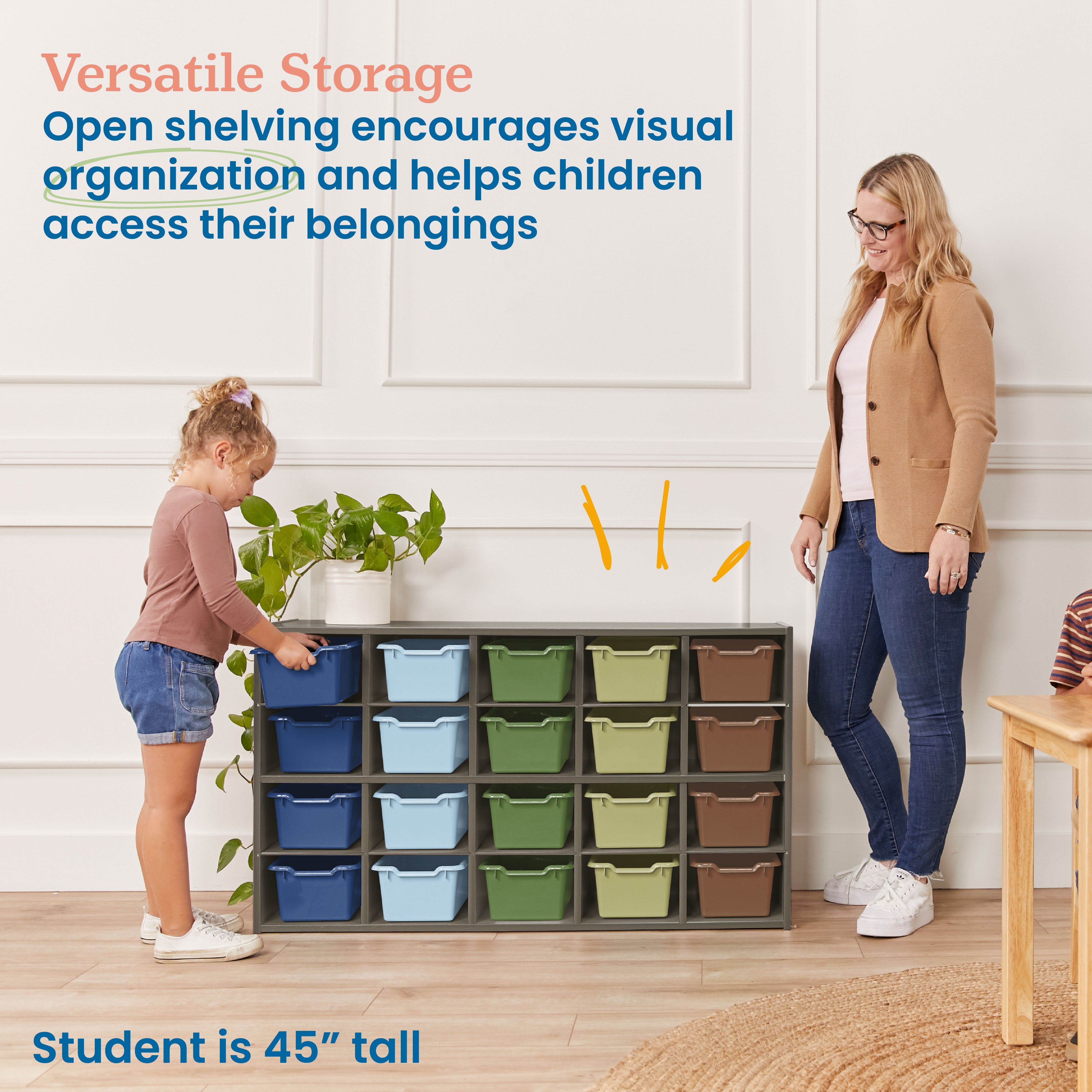 Streamline 20 Cubby Tray Cabinet with 20 Scoop Front Bins, 4x5