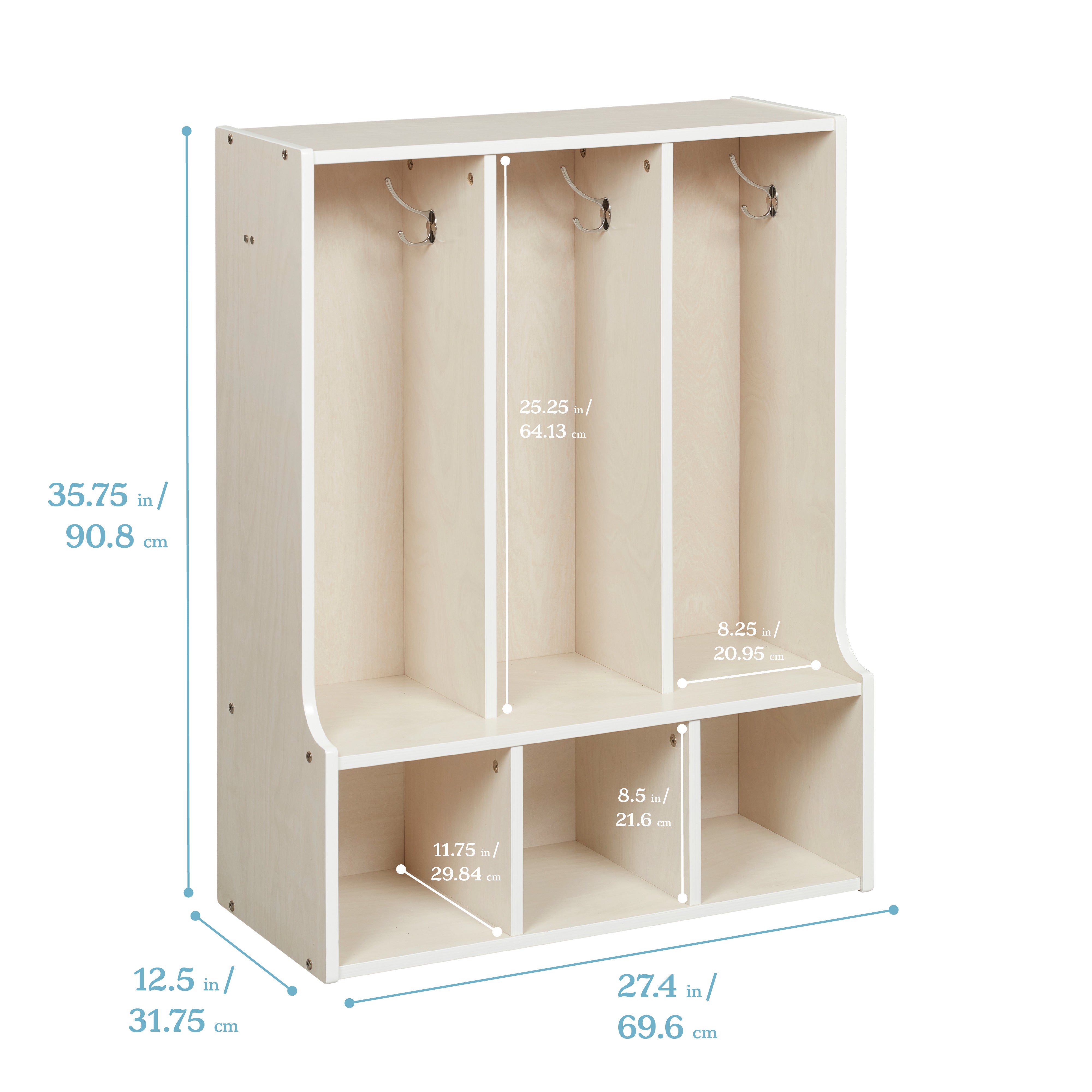 Streamline 3-Section Toddler Coat Locker with Bench
