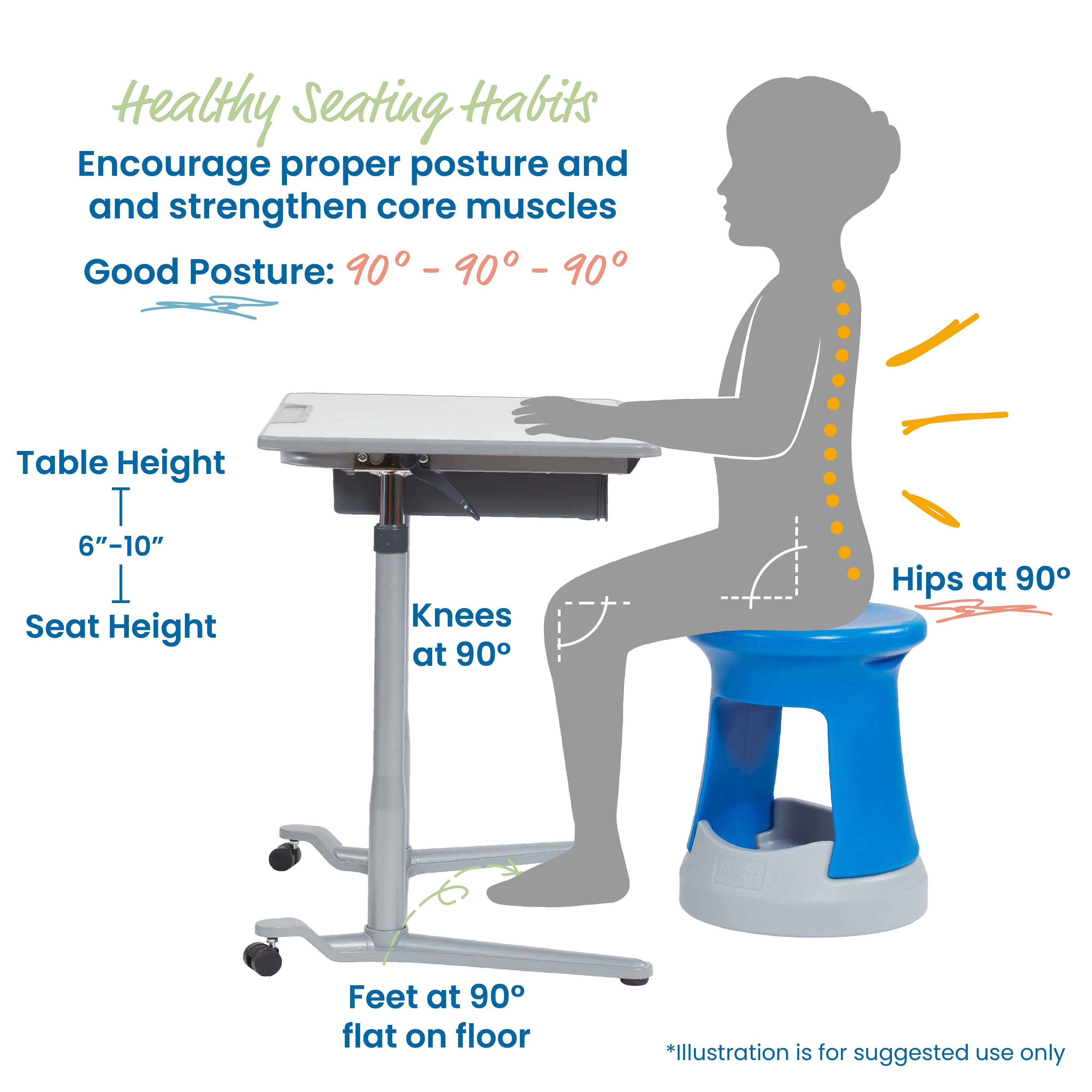 Storage Wobble Stool, 18in Seat Height