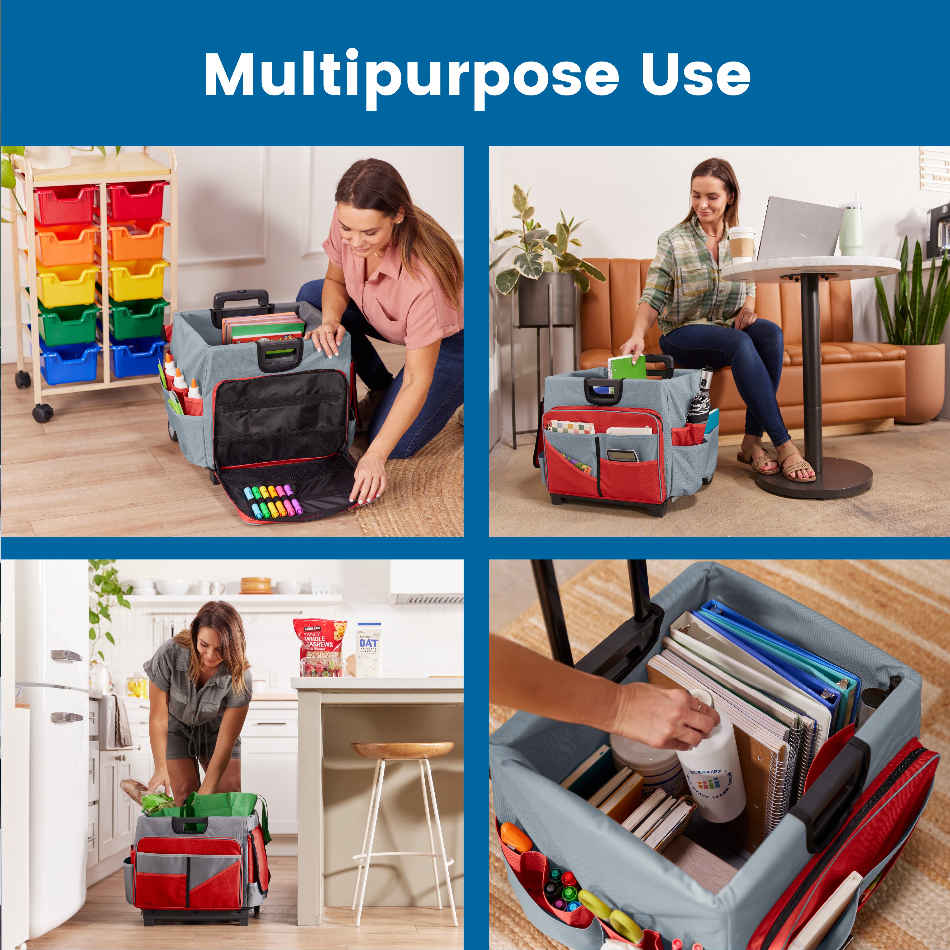 Universal Rolling Cart with Canvas Organizer Bag, Mobile Storage