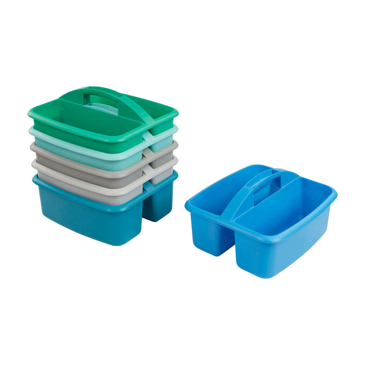 2-Compartment Large Plastic Caddy, 6-Pack