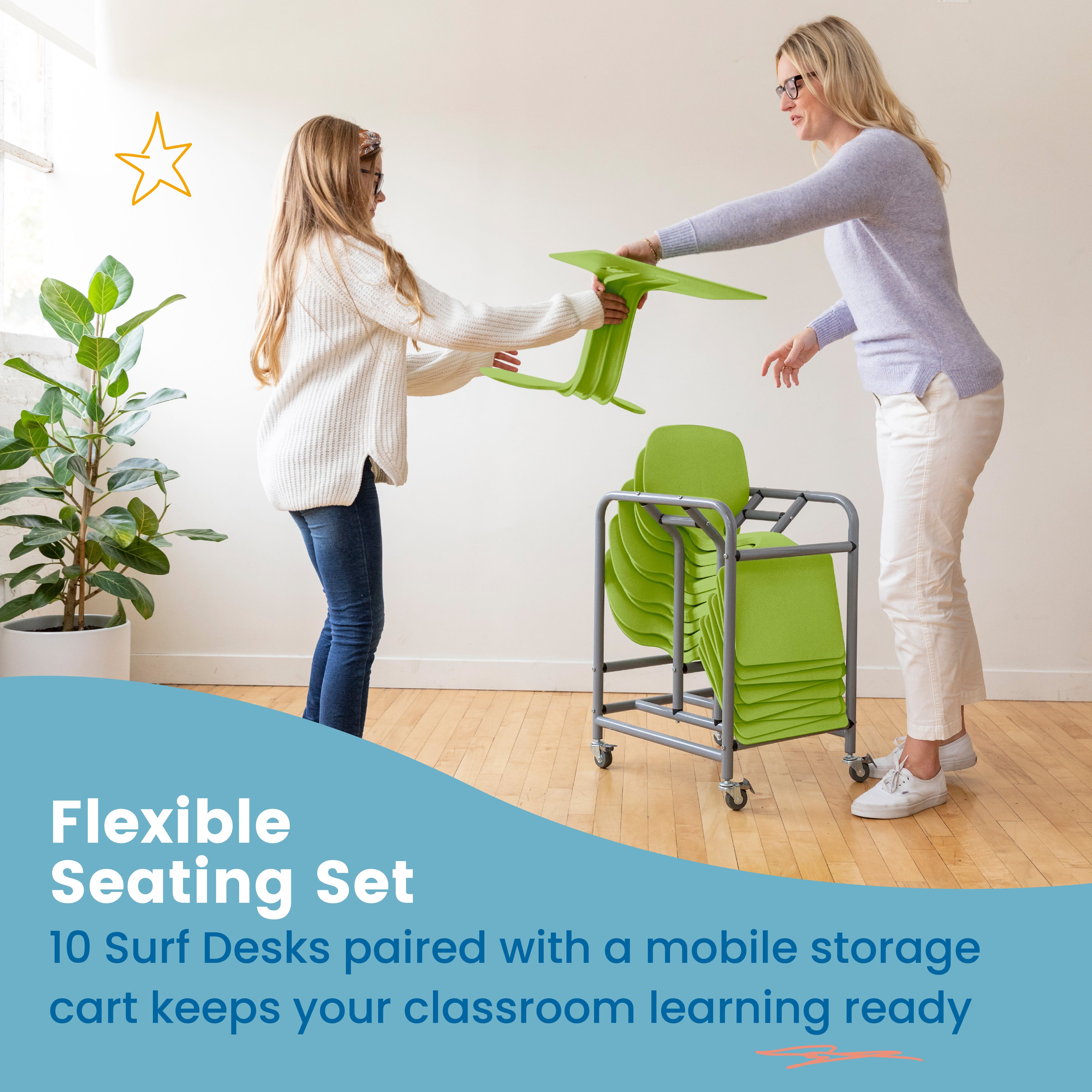 The Surf Portable Desk with Storage Cart, 10-Pack