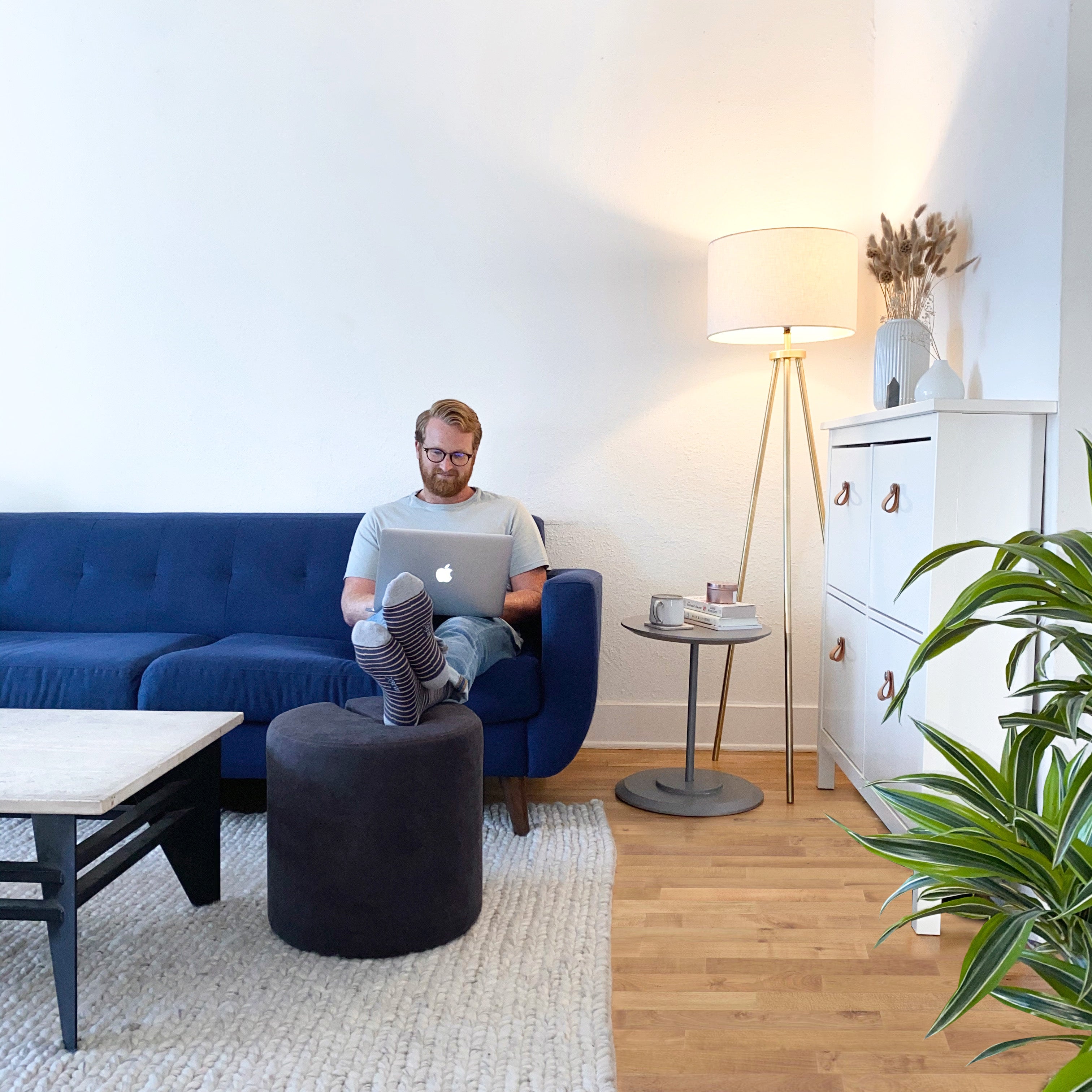 Ashwood Table with Fabric Ottoman, 2-Piece