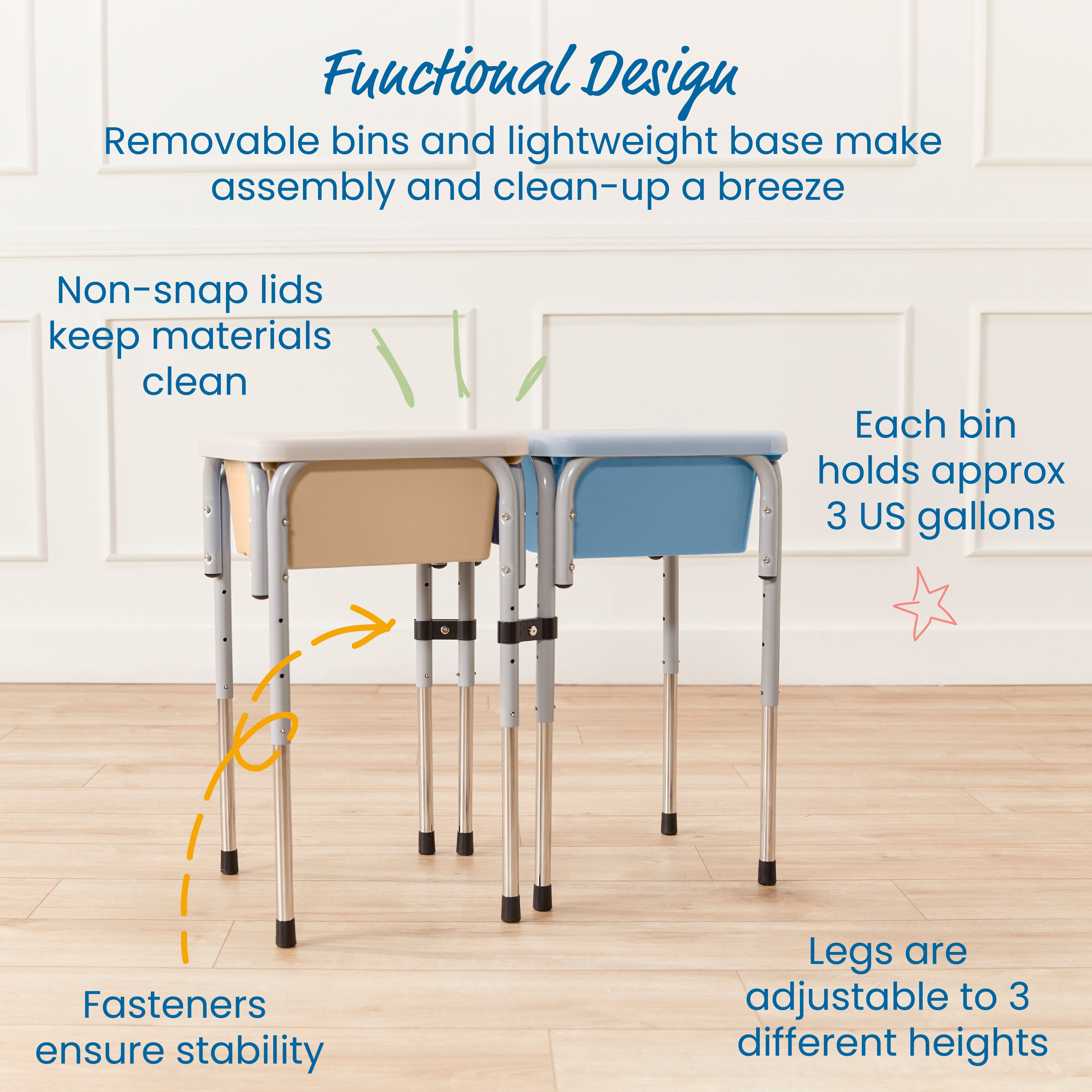 2-Station Sand and Water Adjustable Play Table, Sensory Bins