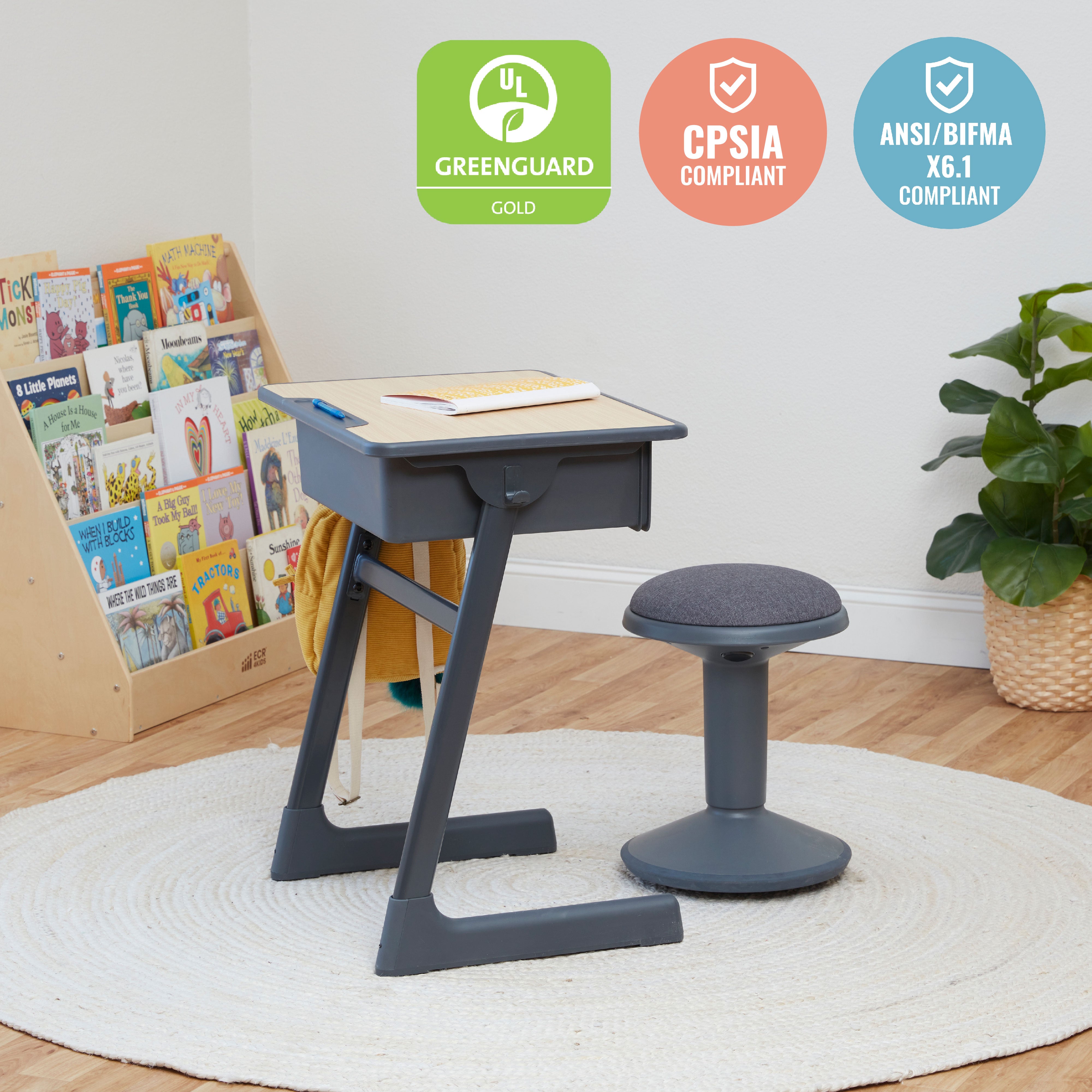 Sitwell Wobble Stool with Cushion, Adjustable Height