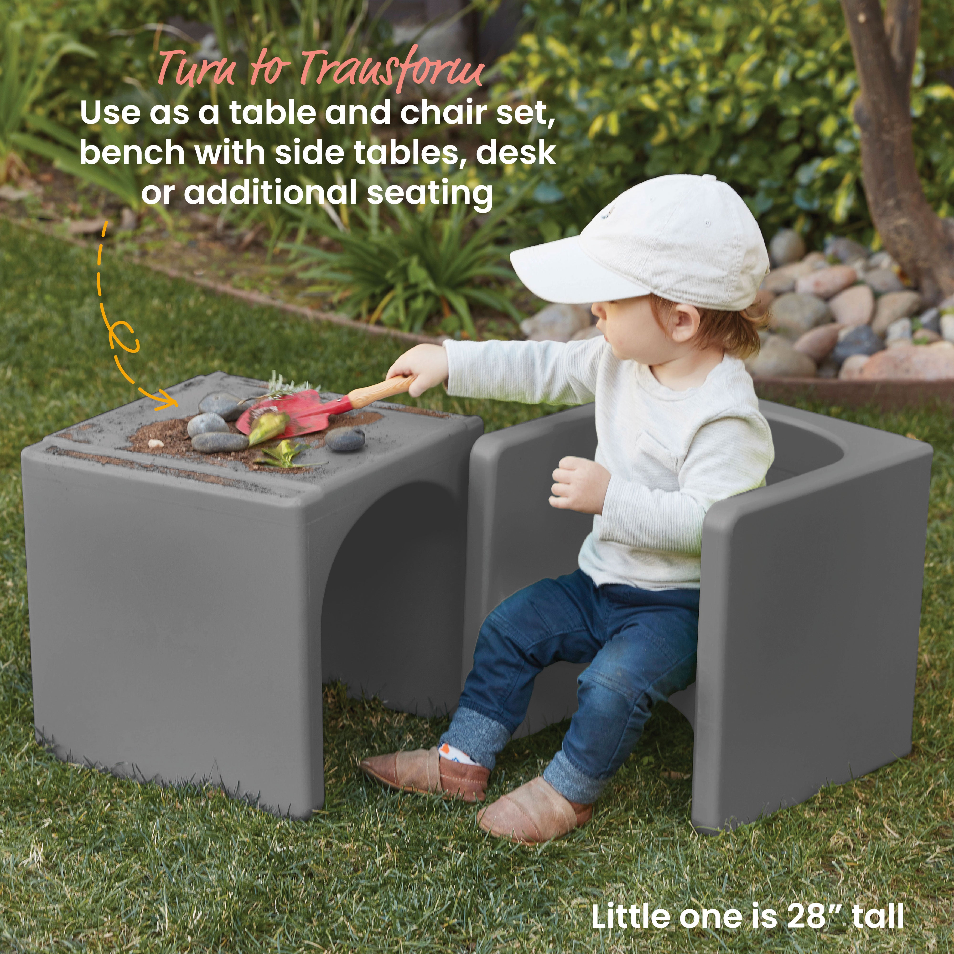 Tri-Me Table and Cube Chair Set, 3-Piece