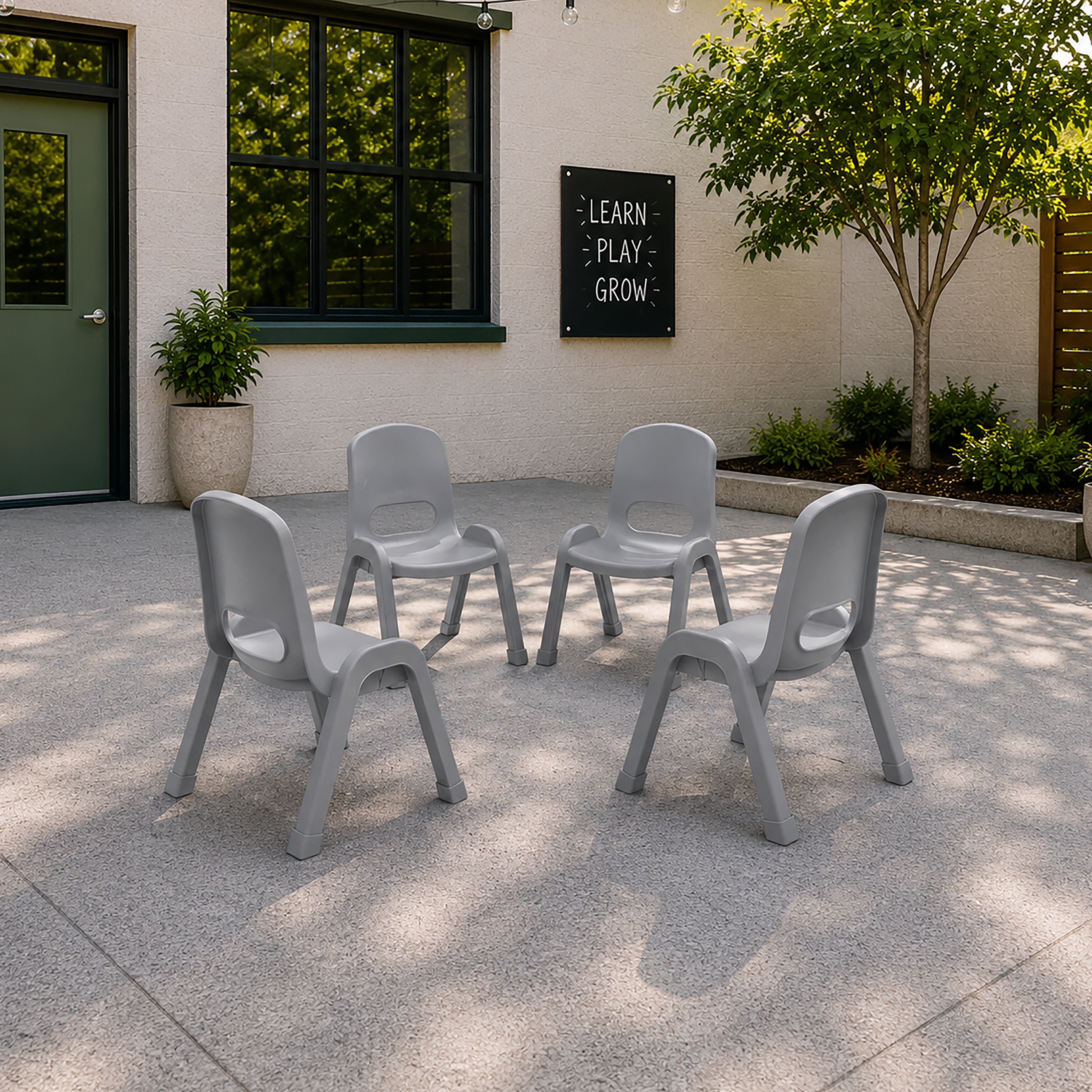 SitRight Plastic Stackable Chair, 11in Seat Height, 4-Pack