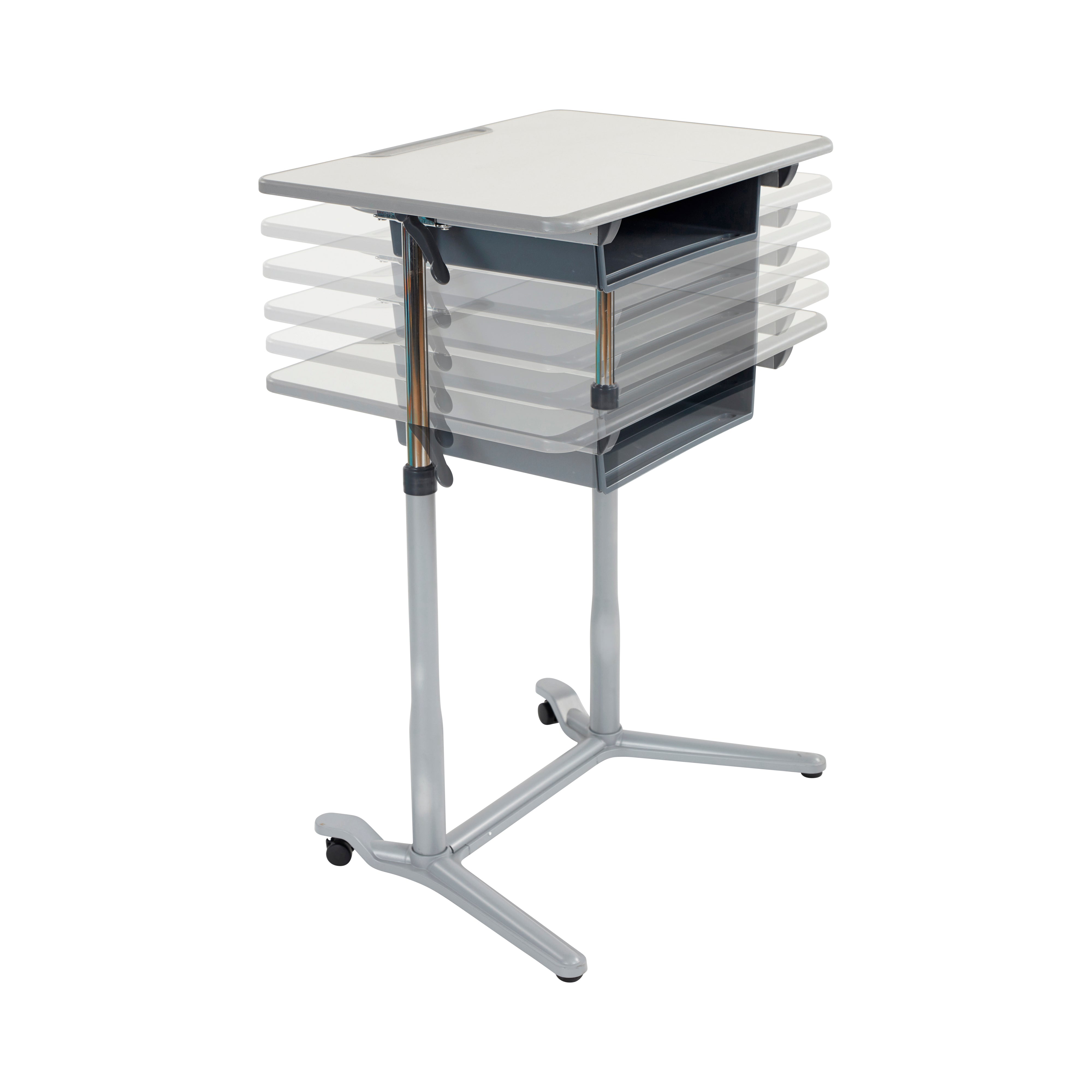 3S Mobile Desk, Sit Stand and Store, Adjustable