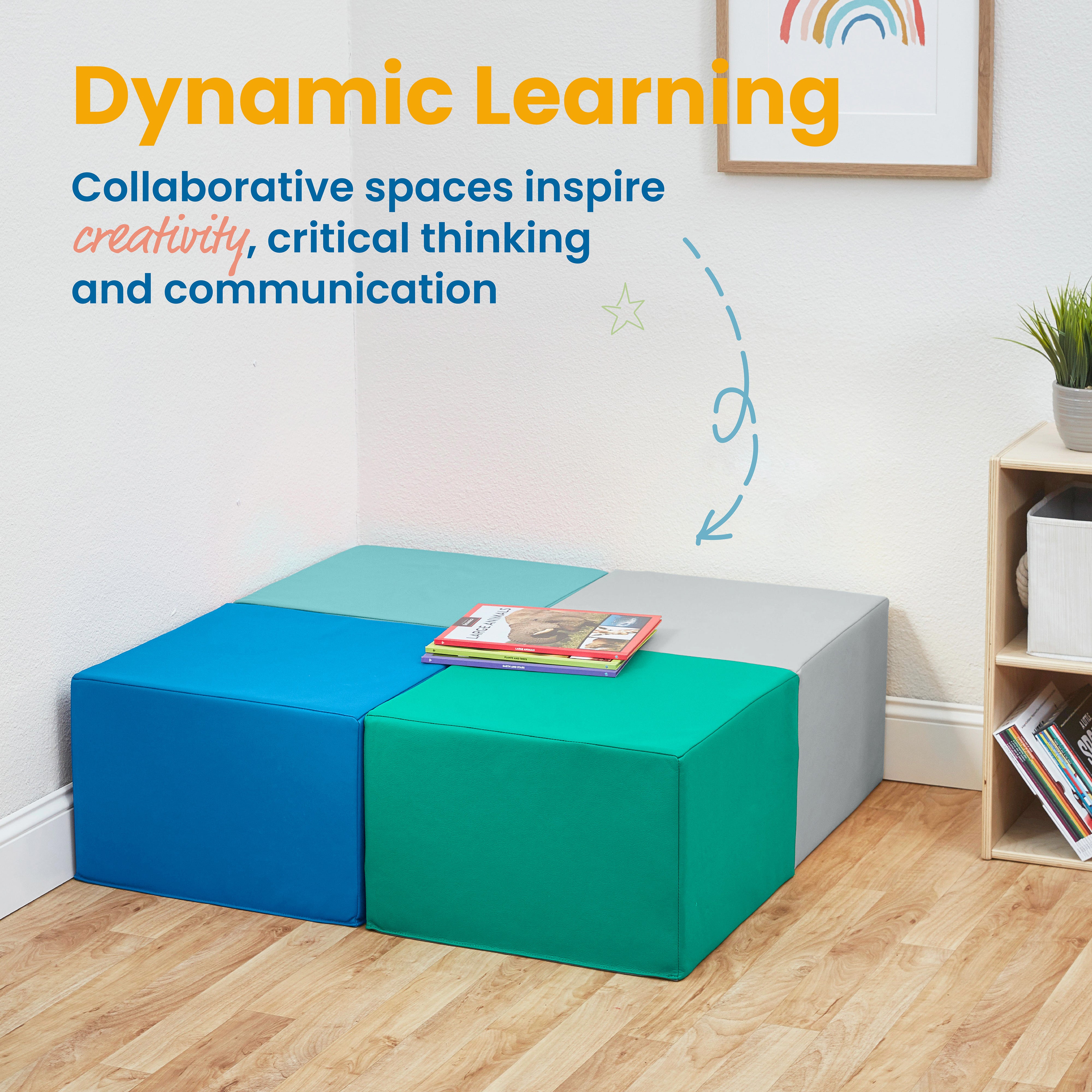 Foam Ottoman Set, Square, 4-Piece