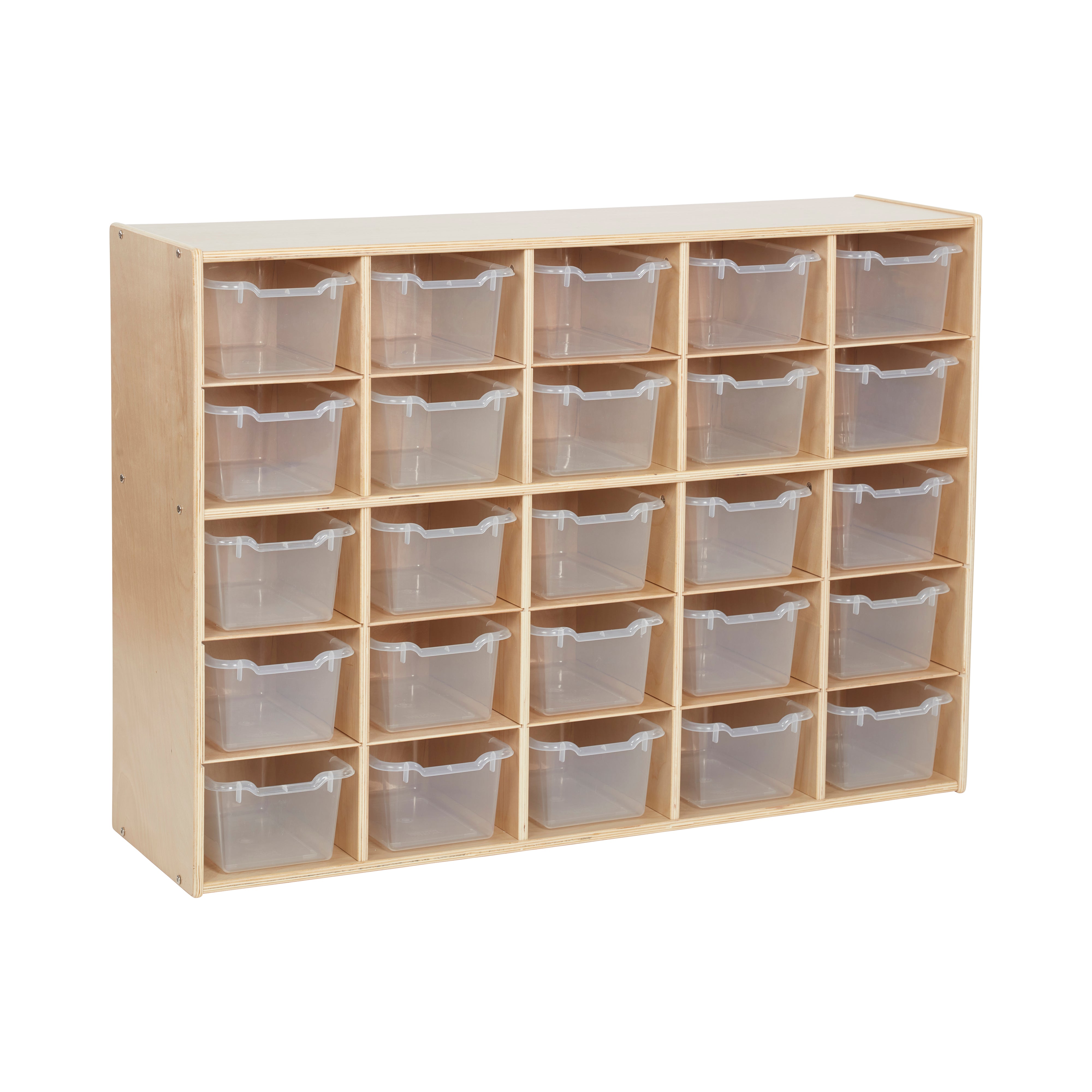 Streamline 25 Cubby Tray Cabinet with 25 Scoop Front Storage Bins, 5x5, Natural