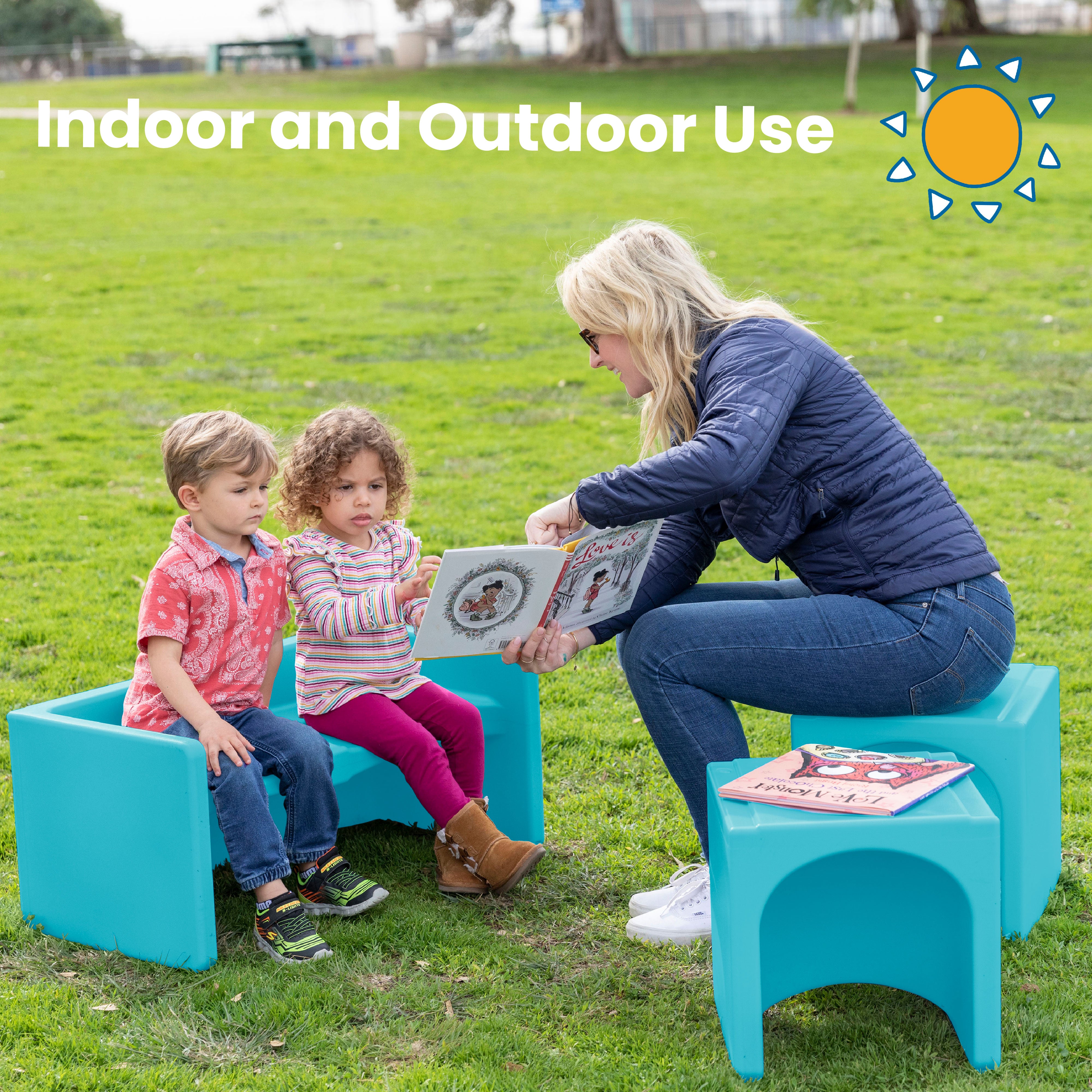 Tri-Me Table and Cube Chair Set, 3-Piece