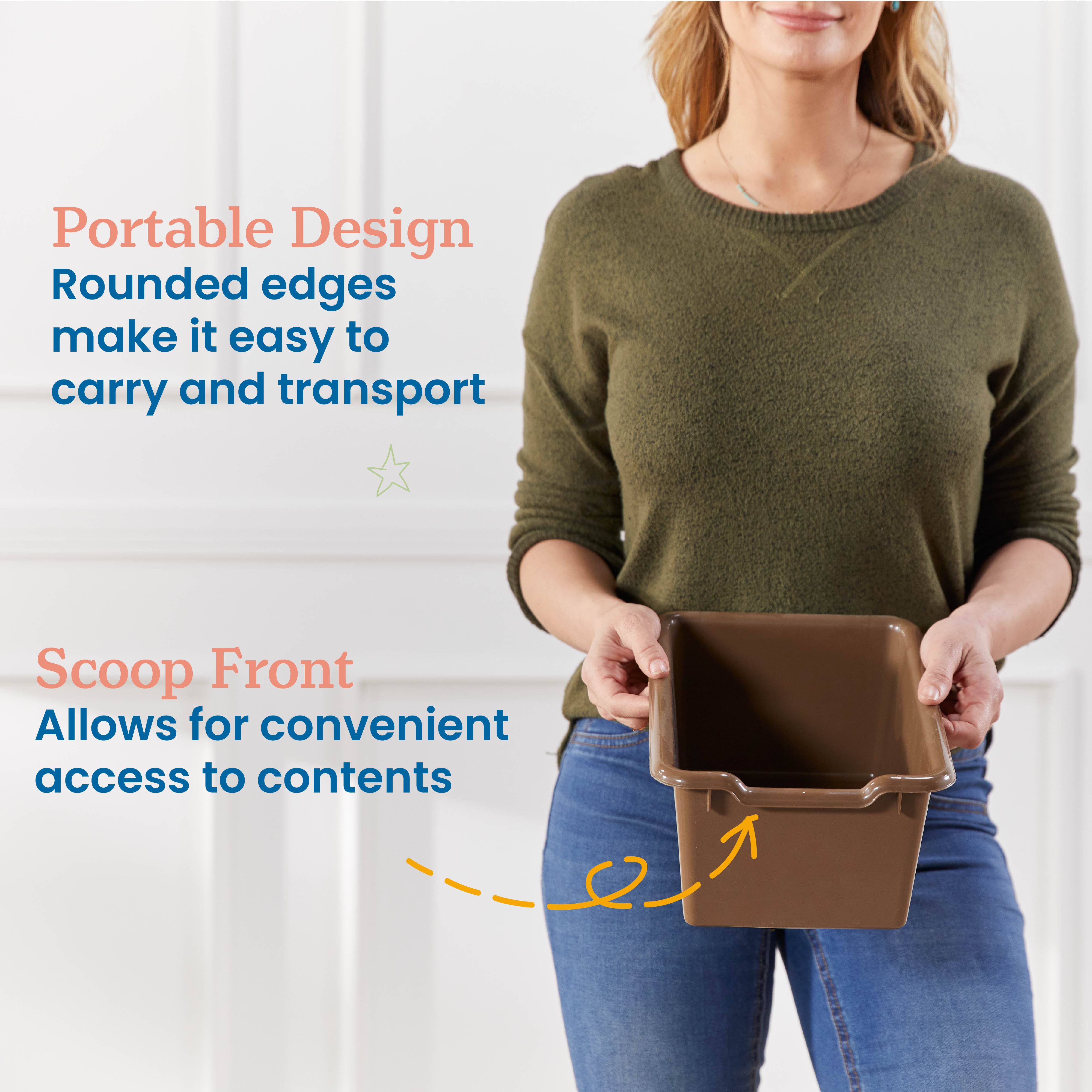 Streamline 12 Cubby Tray Cabinet with Scoop Front Storage Bins, 3x4, Grey Wash