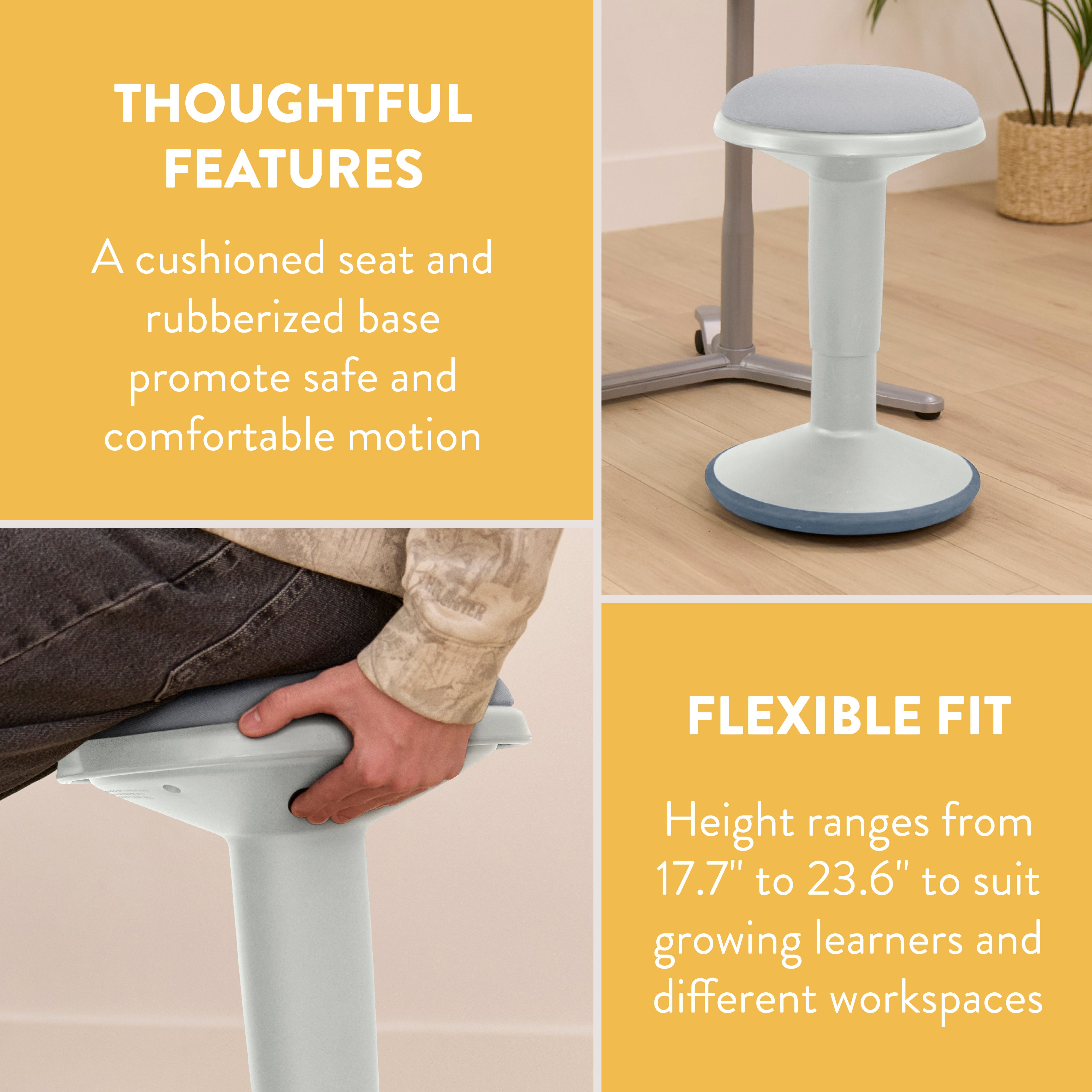 Adjustable Height Wobble Stool with Padded Cushion
