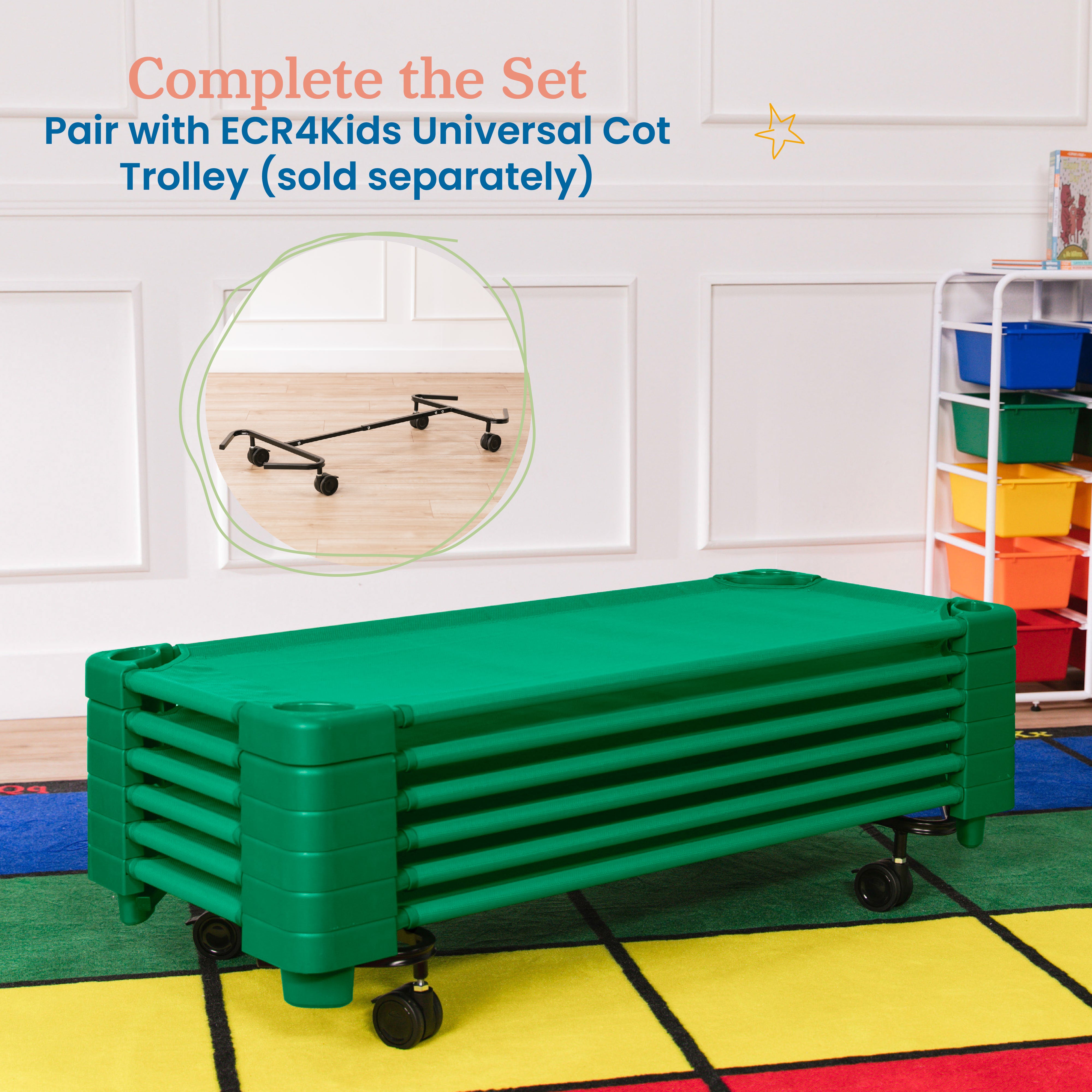 Stackable Kiddie Cot, Ready-to-Assemble, Standard Size, 6-Pack