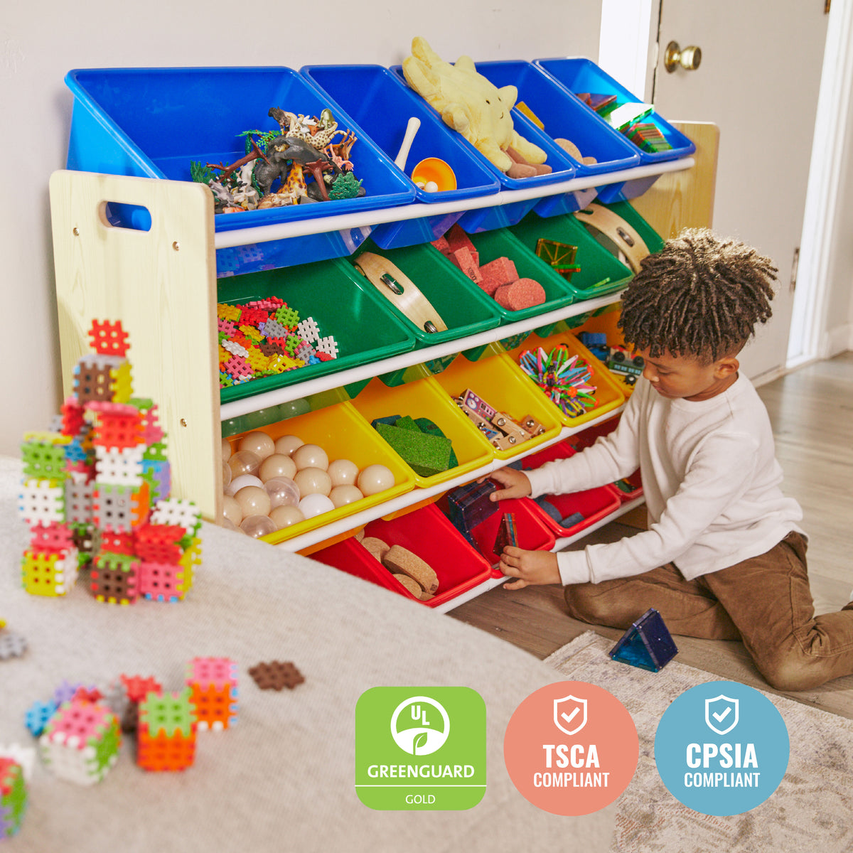 4-Tier Organizer with 20 Removable Plastic Bins, 4x5