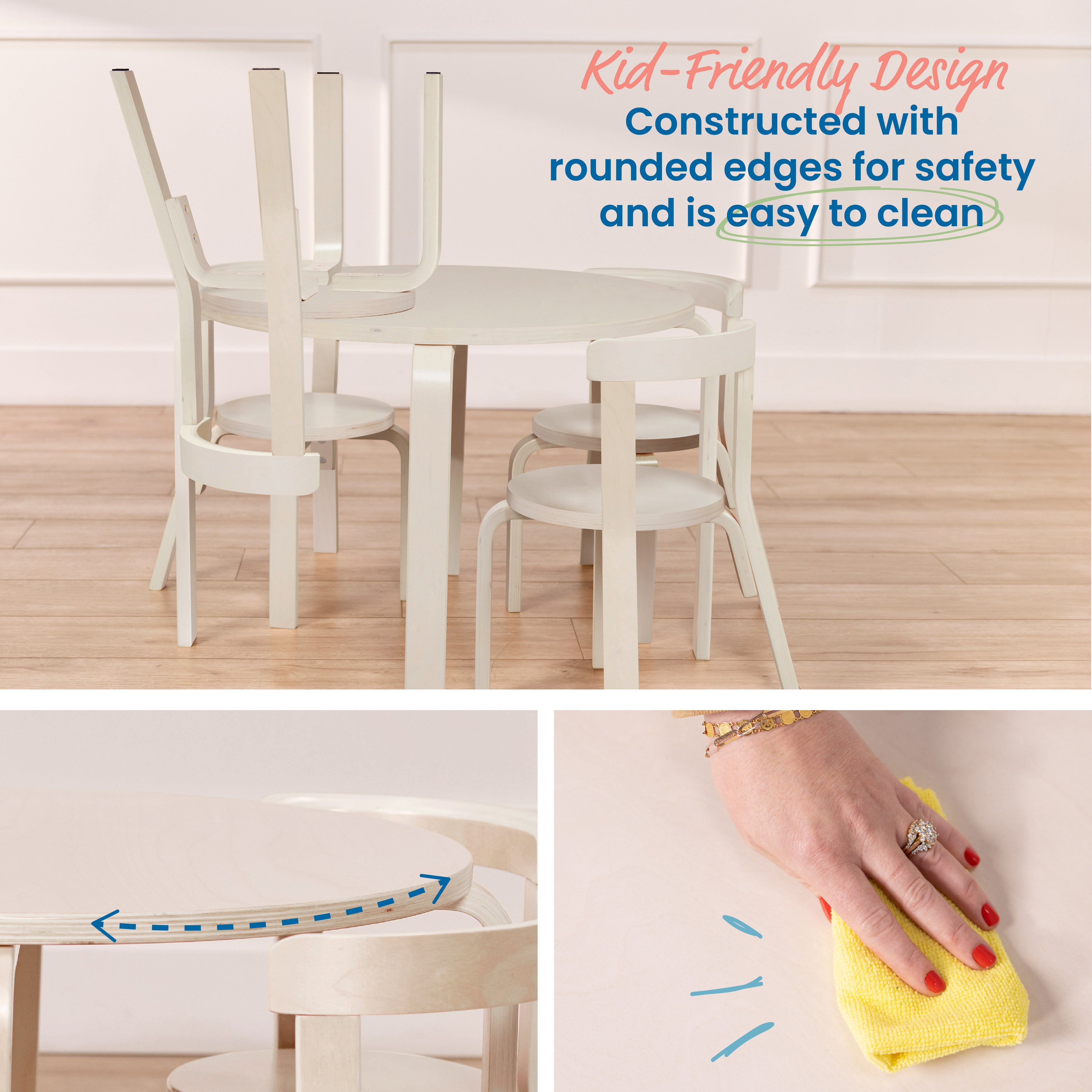 Bentwood Table and Curved Back Chair Set, 5-Piece