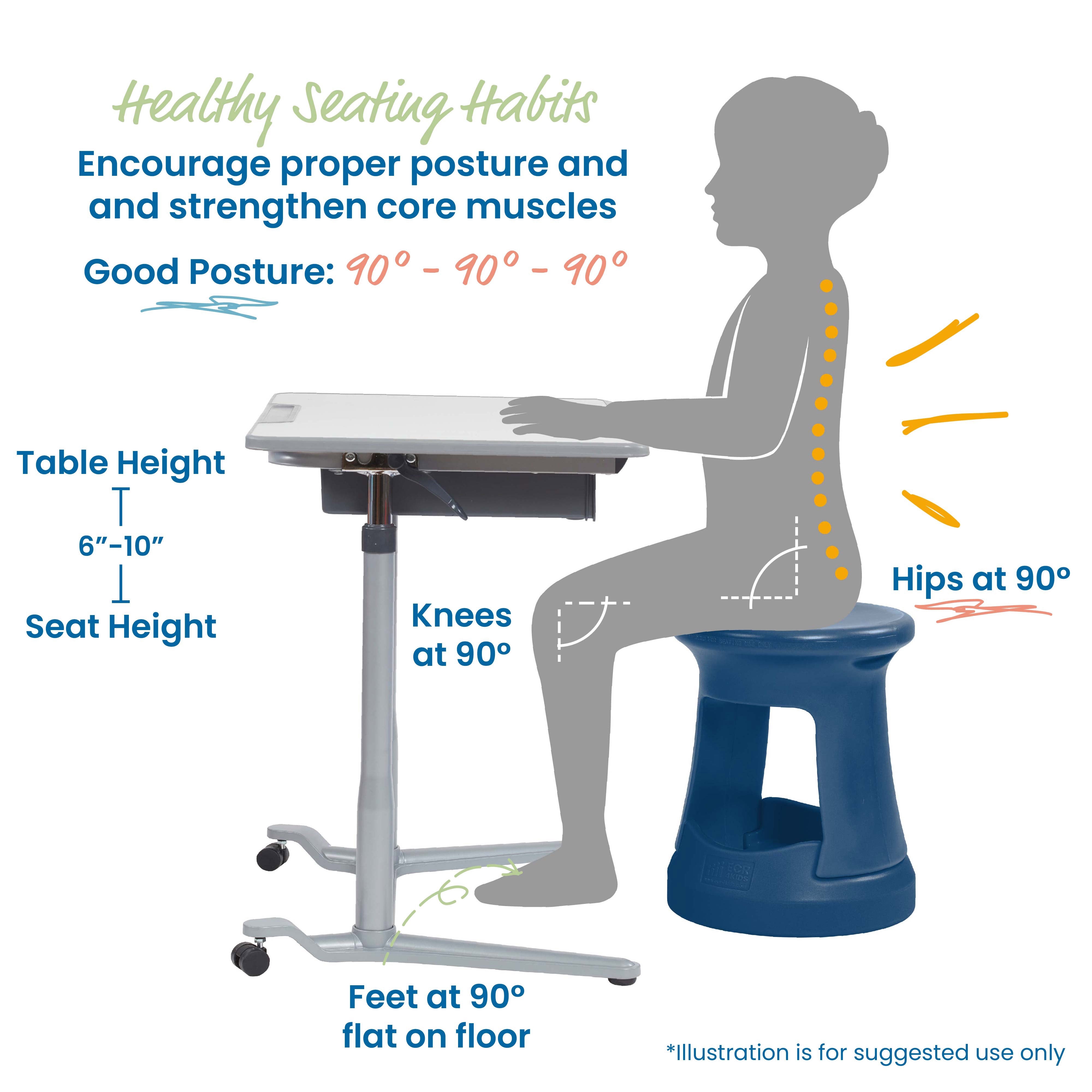 Storage Wobble Stool, 18in Seat Height