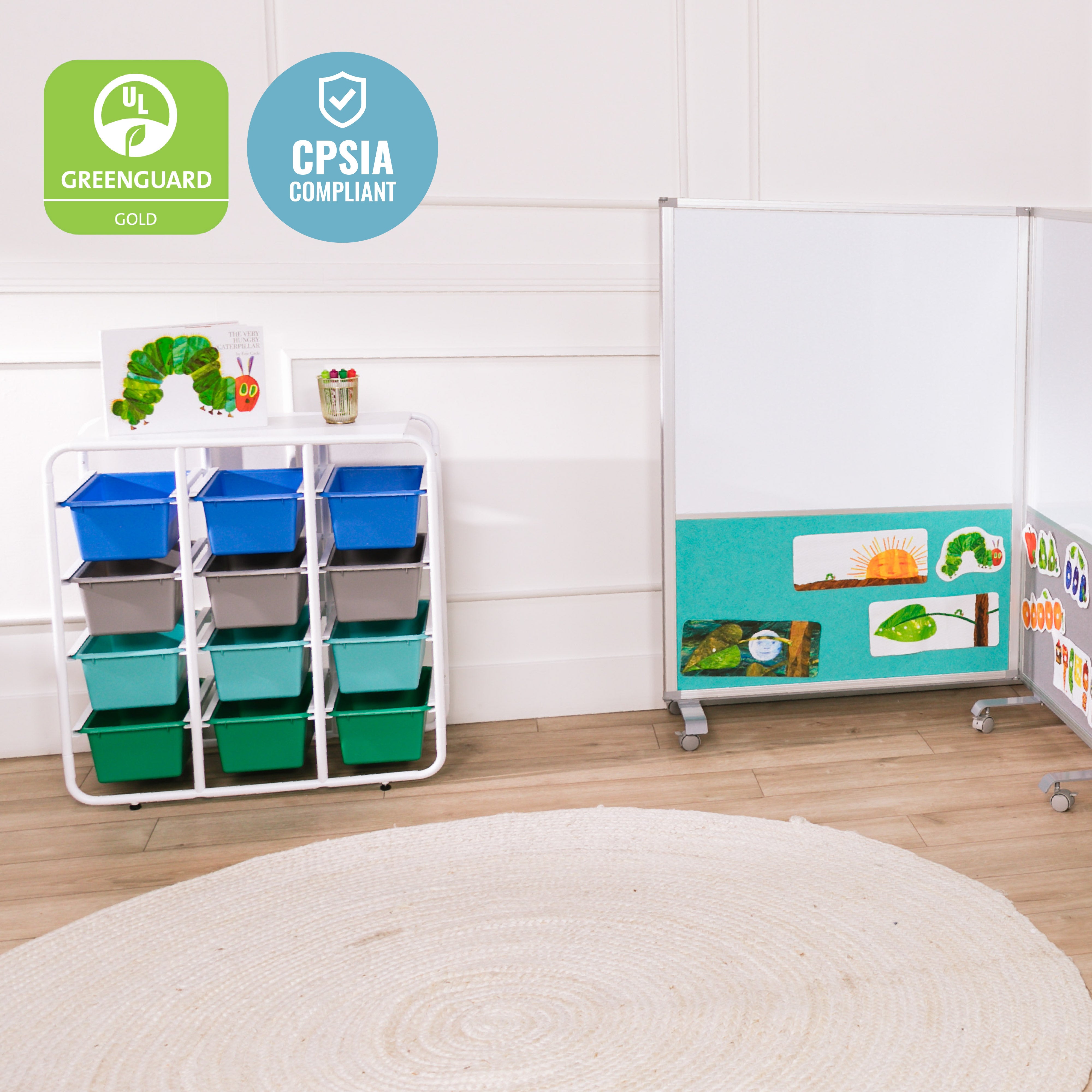 4-Tier Storage Rack with 12 Cubby Bins 4x3