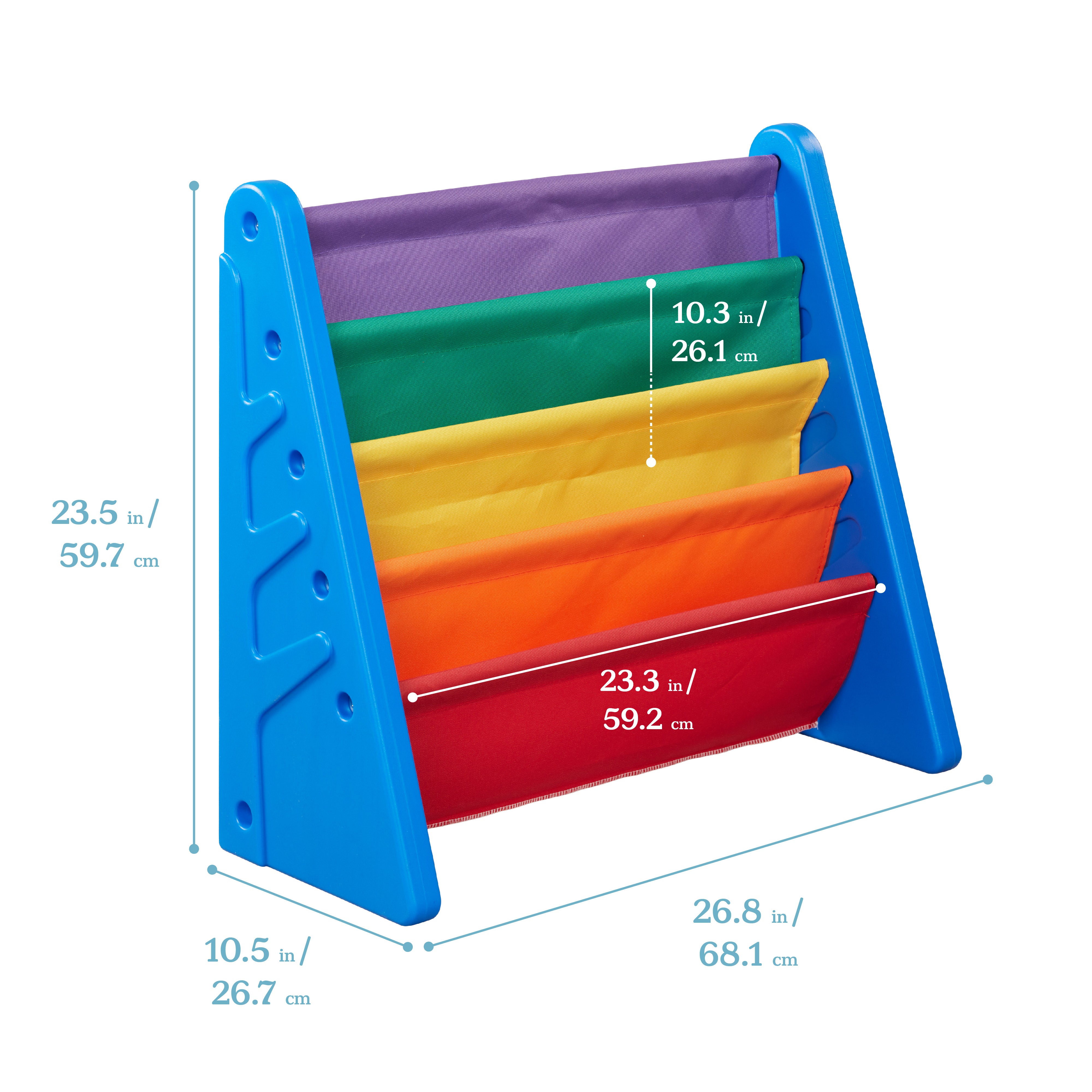 4-Tier Sling Book Display with Deep Fabric Pockets