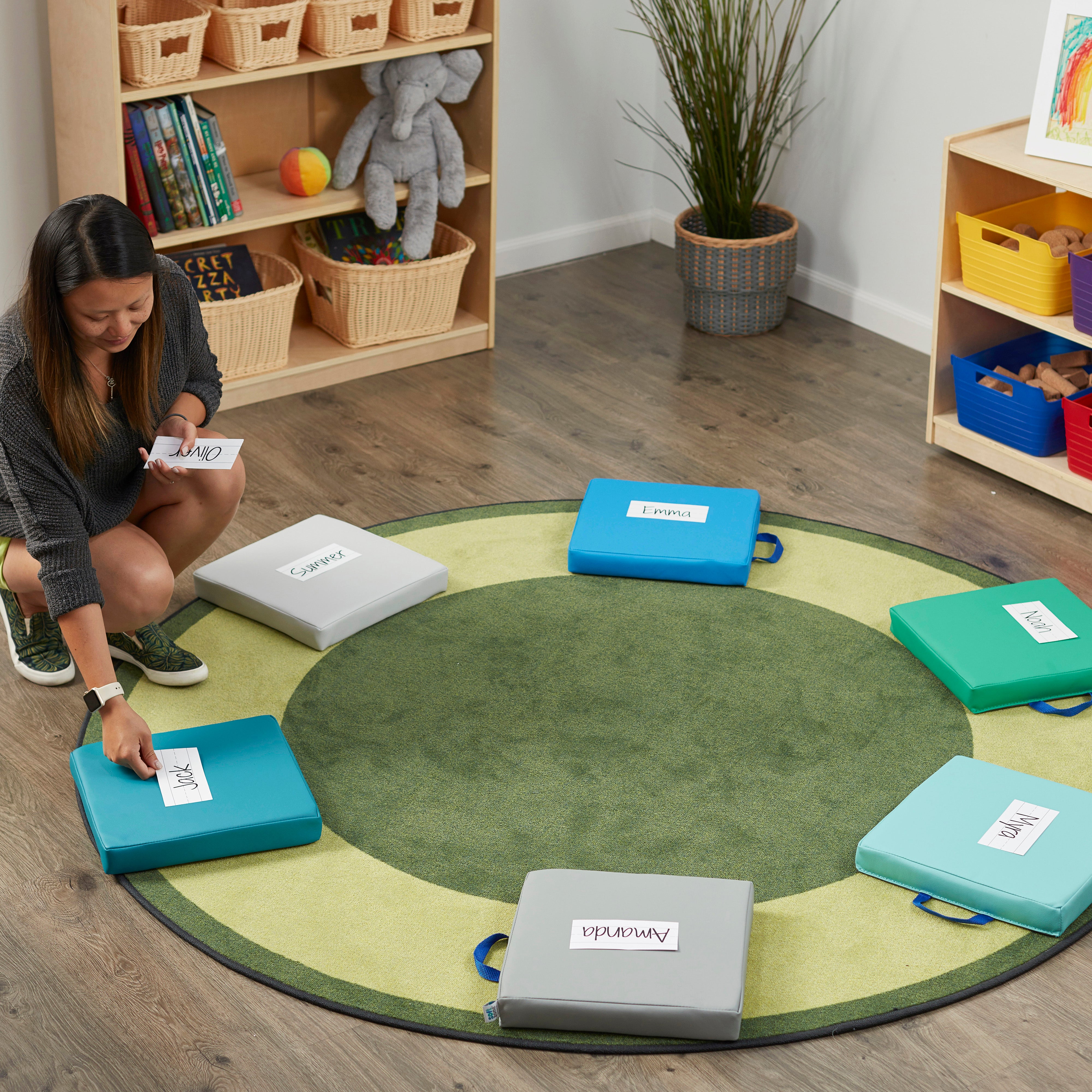 Square Floor Cushions with Handles, Classroom Flexible Seating, 6-Piece
