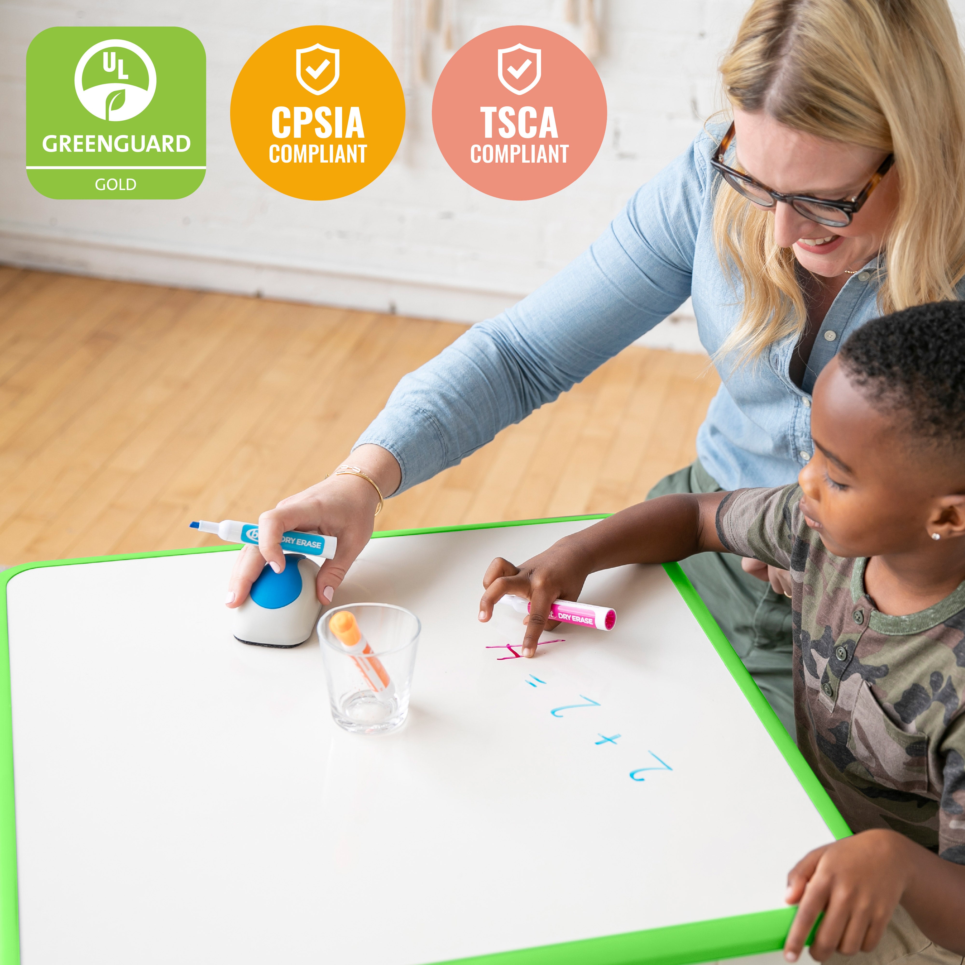 Dry-Erase Square Activity Table with Two Chairs, 3-Piece
