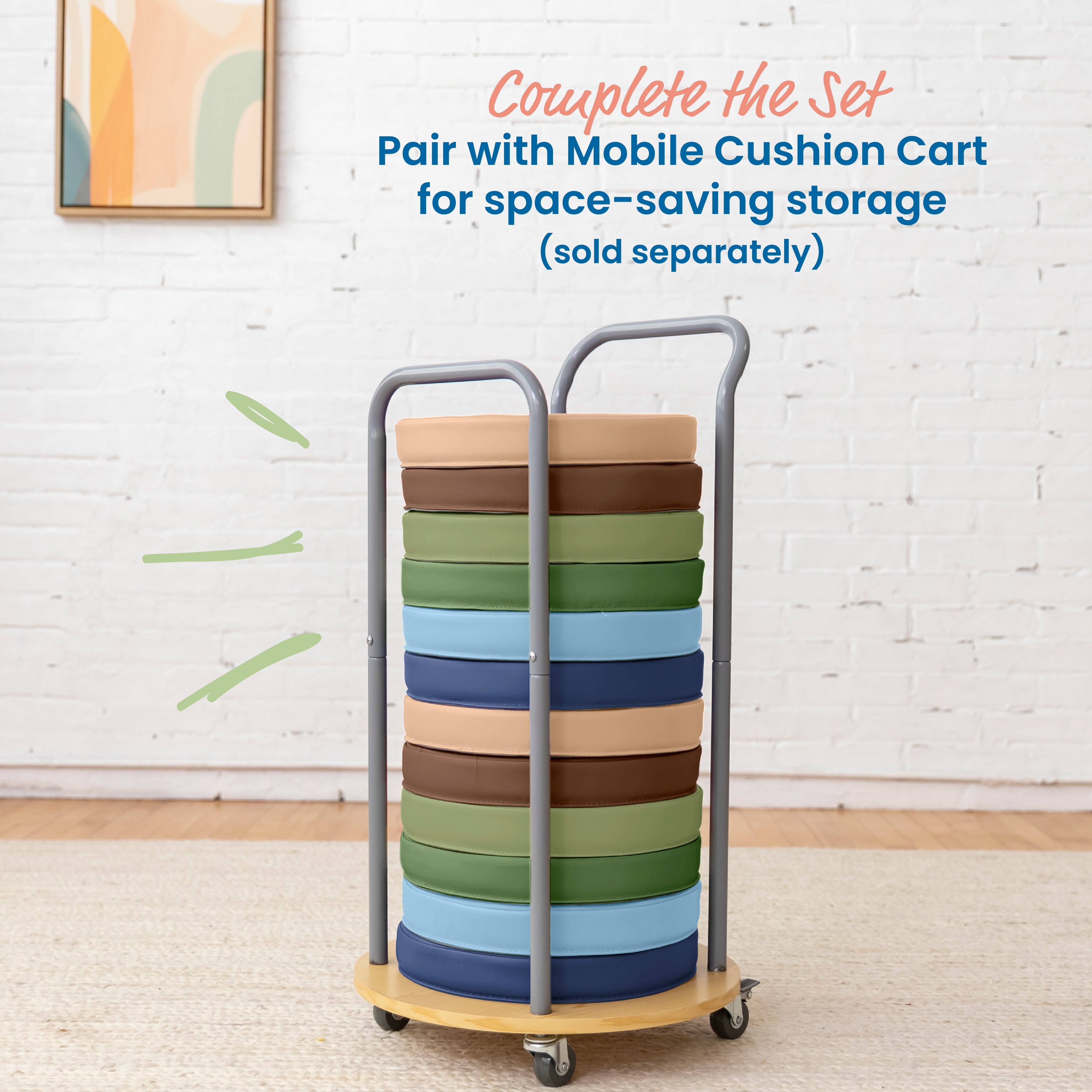 Floor Cushions, Round, Flexible Seating, 6-Piece