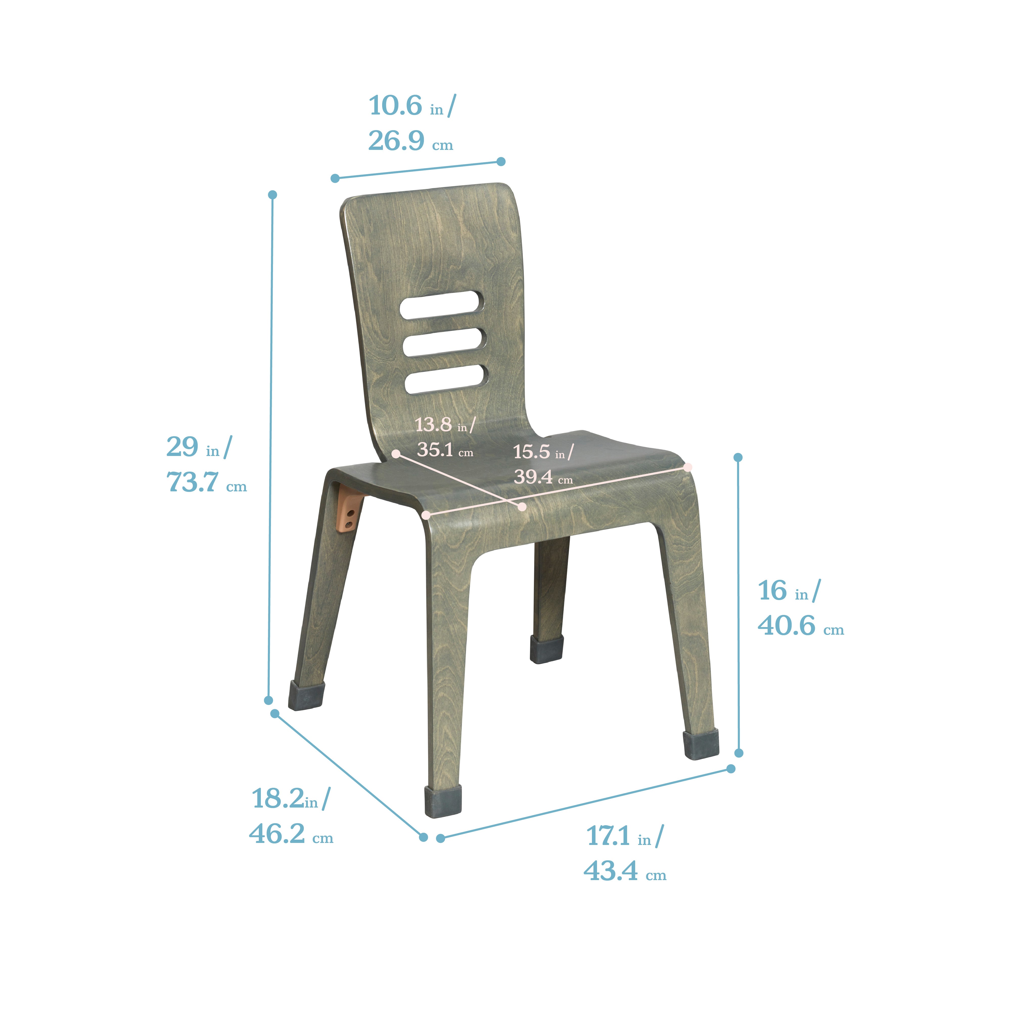 Bentwood Chair, 16in Seat Height, Stackable Seats, 2-Pack
