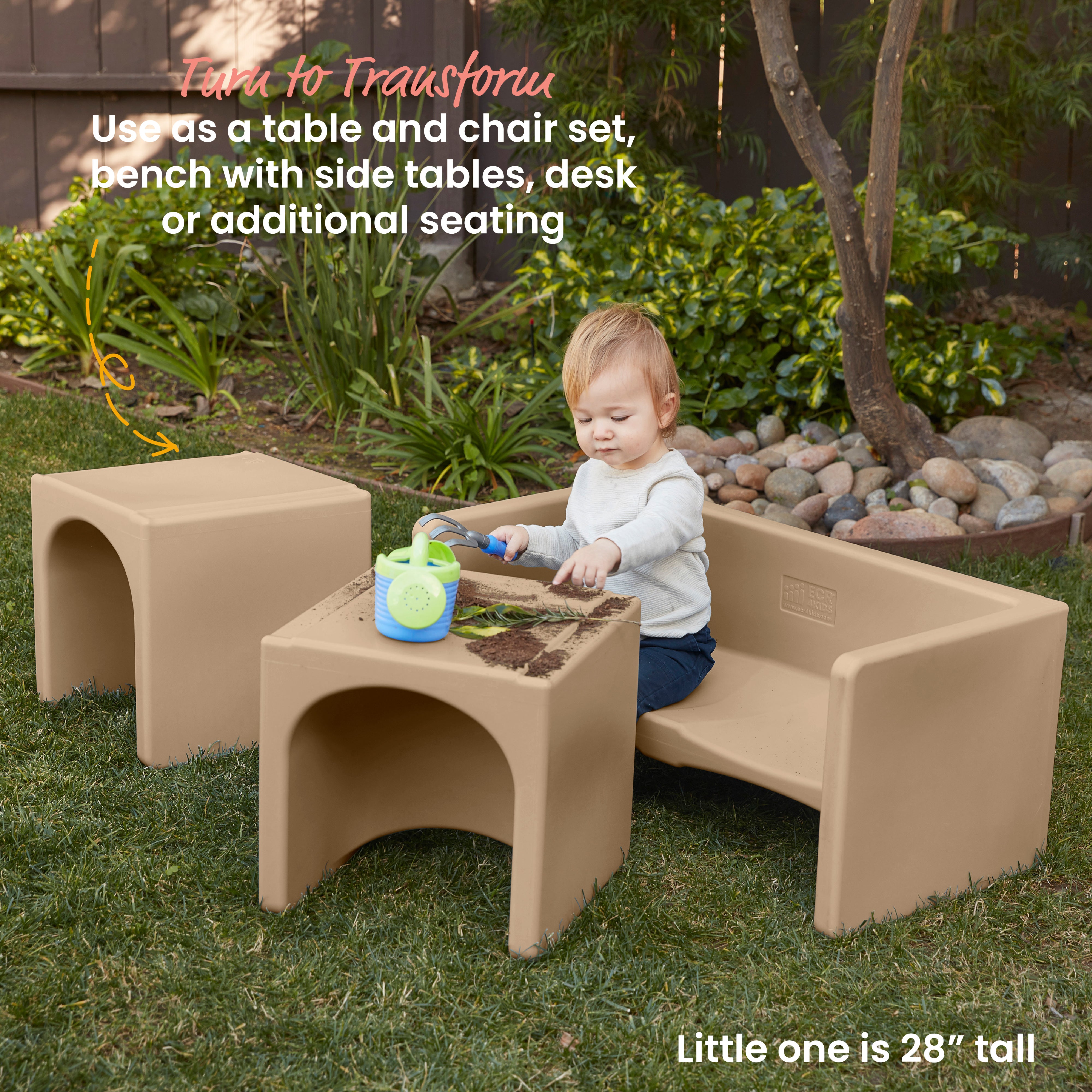 Tri-Me Table and Cube Chair Set, 3-Piece
