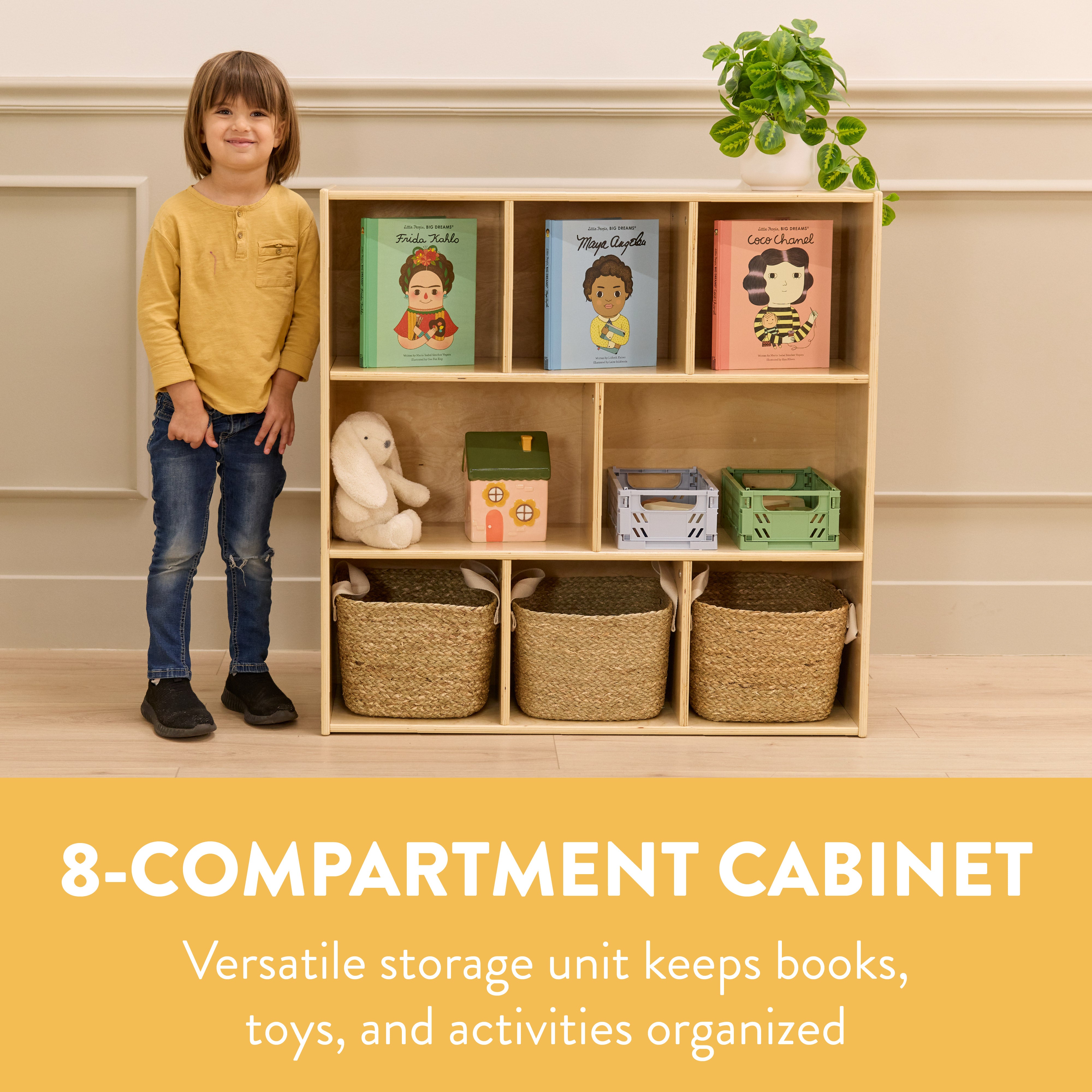 Sleekline 8-Compartment Storage Cabinet, Achiever