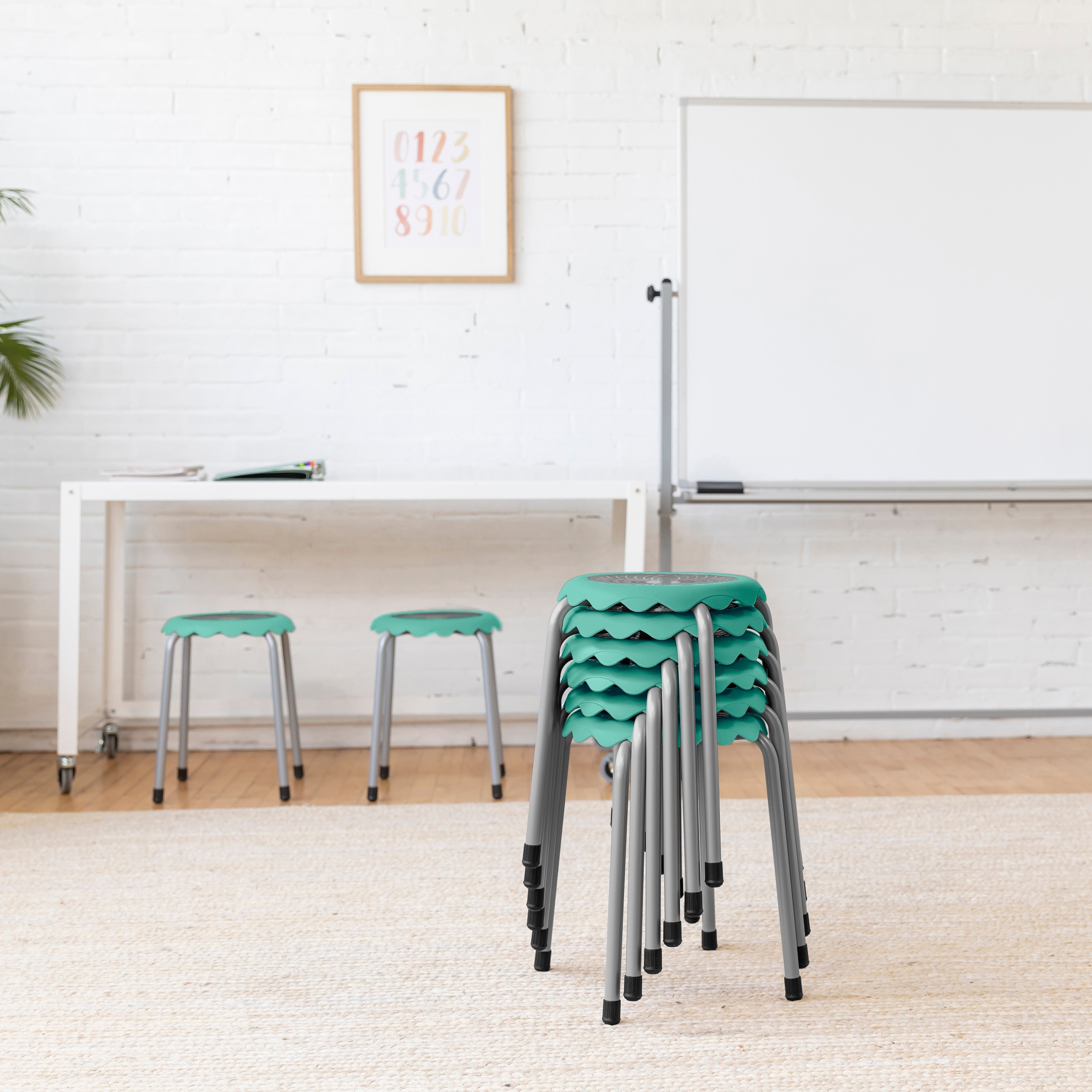 Daisy Stackable Stool with Glides Seating Set, 8-Piece