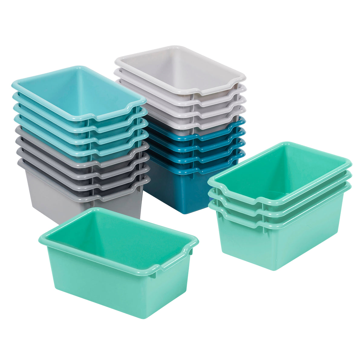 Scoop Front Plastic Storage Bins, 20-Piece