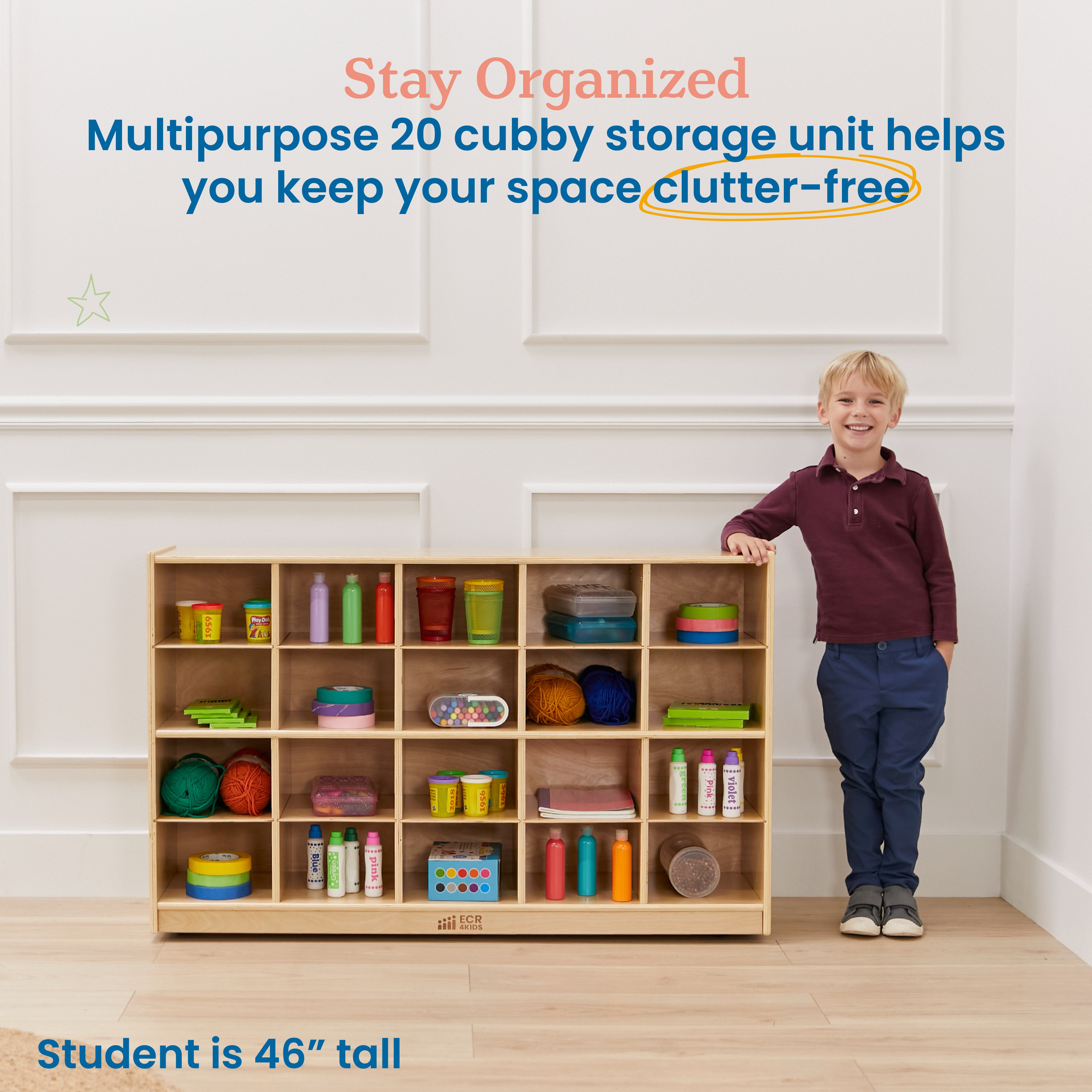 20 Cubby Mobile Tray Storage Cabinet, 4x5