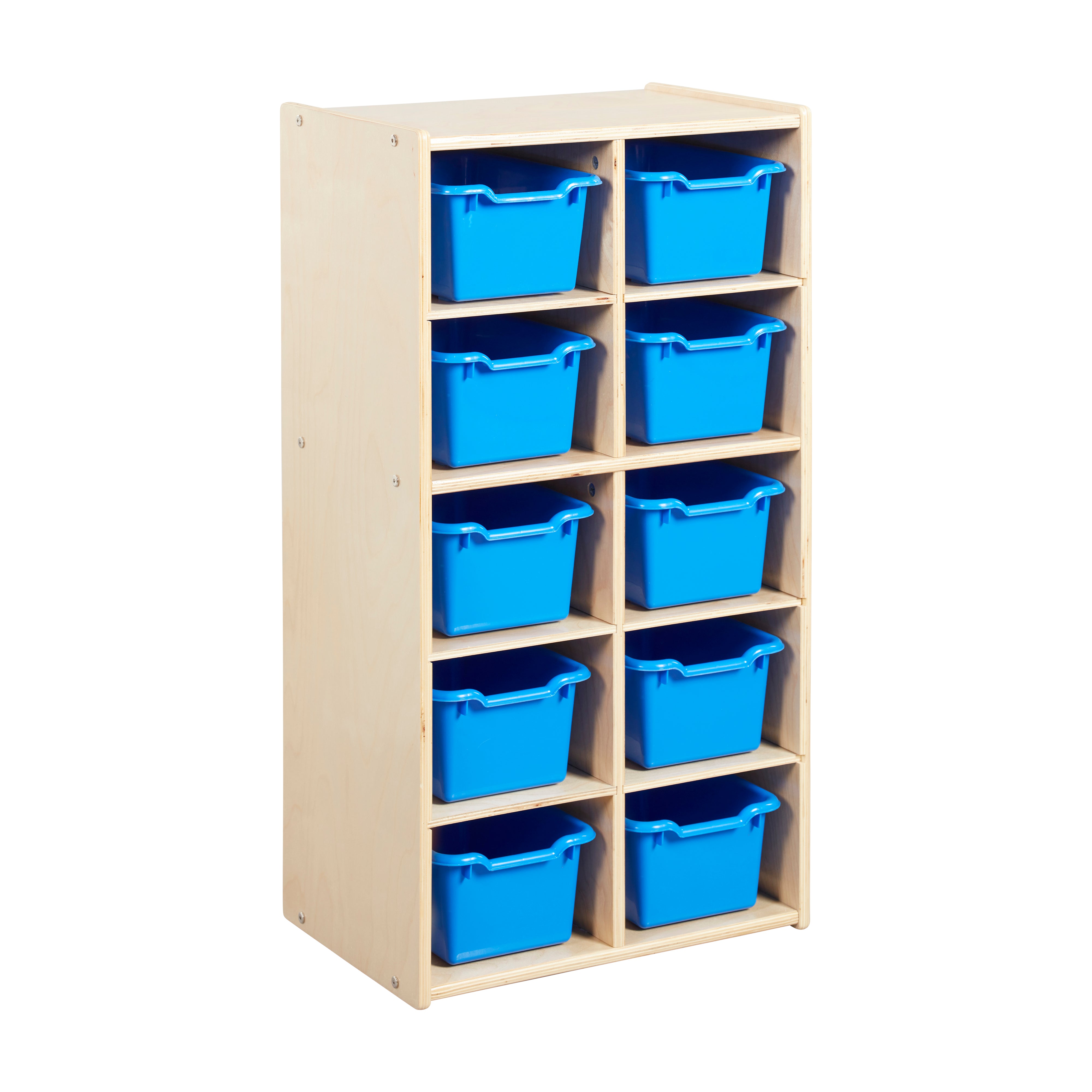 Streamline 10 Cubby Tray Cabinet with 10 Scoop Front Storage Bins, 5x2, Natural