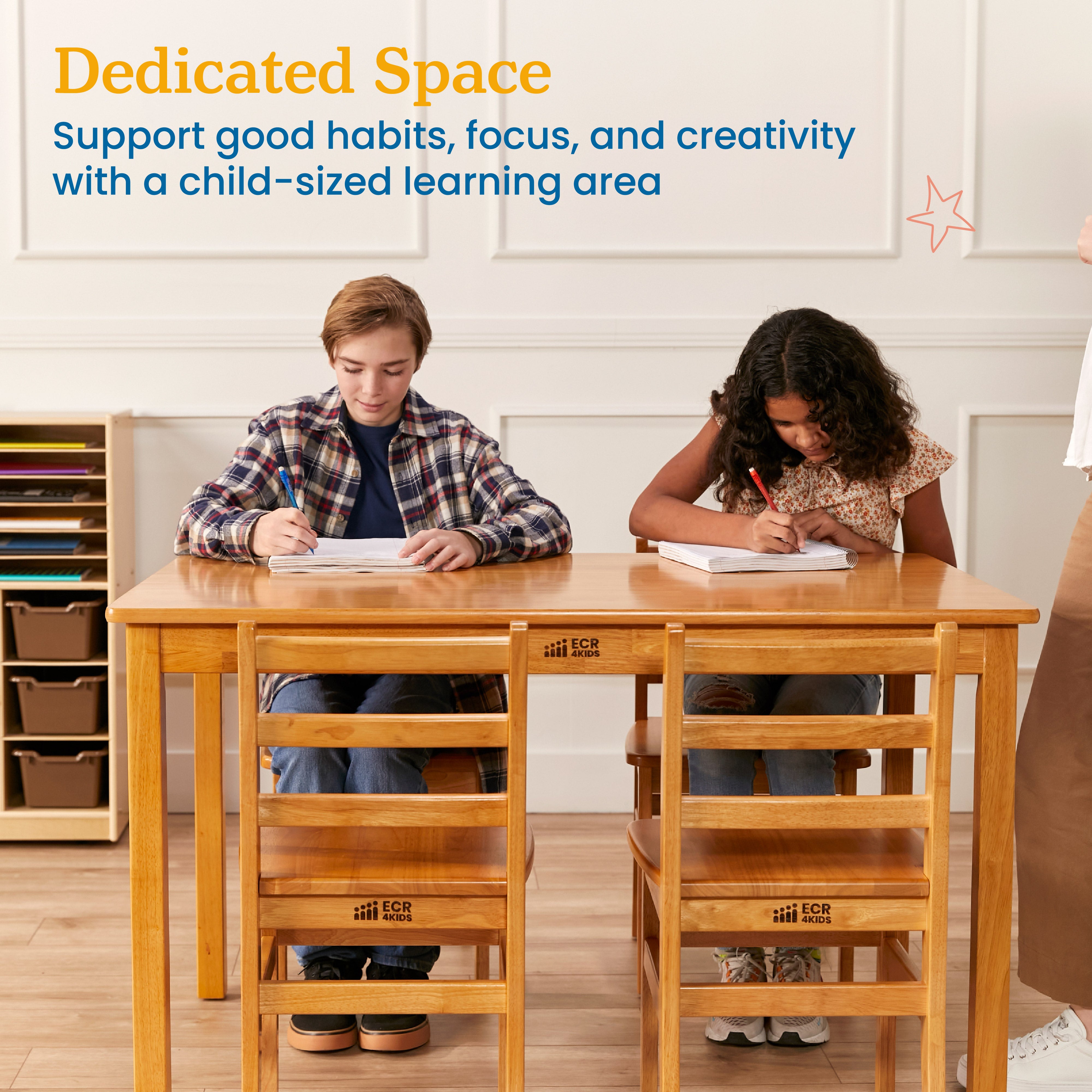 30in x 48in Rectangular Table and Four Chairs, 16in Seat Height, 5-Piece