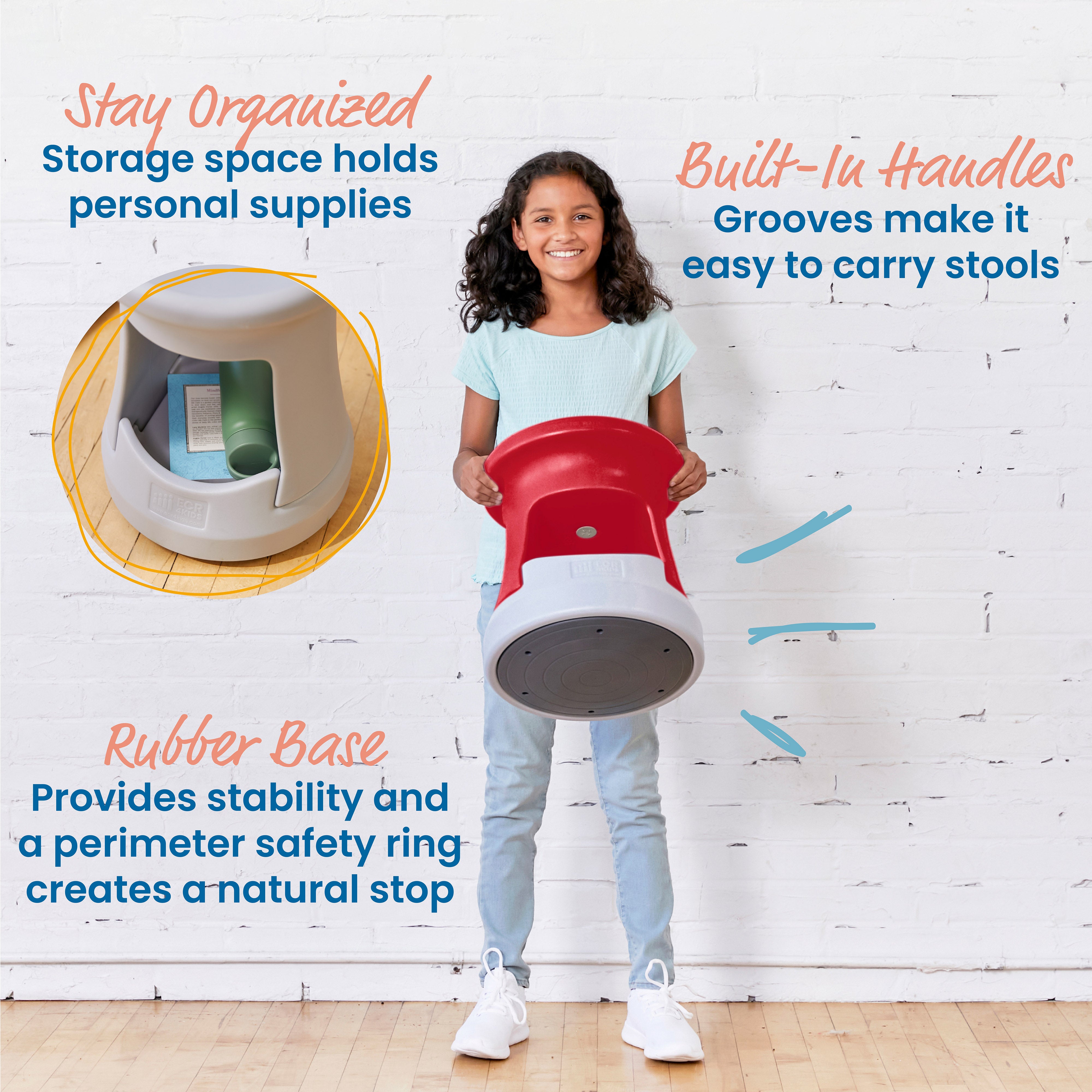 Storage Wobble Stool, 15in Seat Height