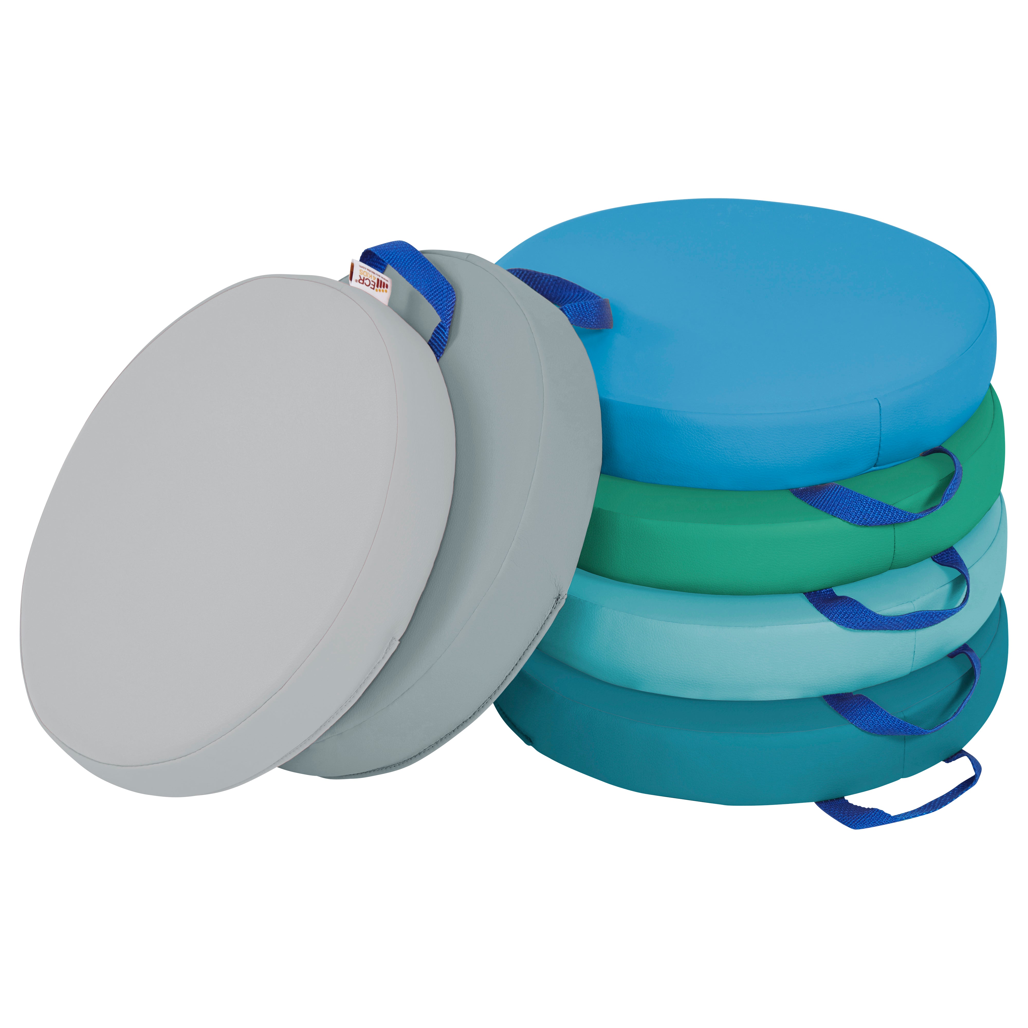 Round Floor Cushions with Handles, 6-Piece