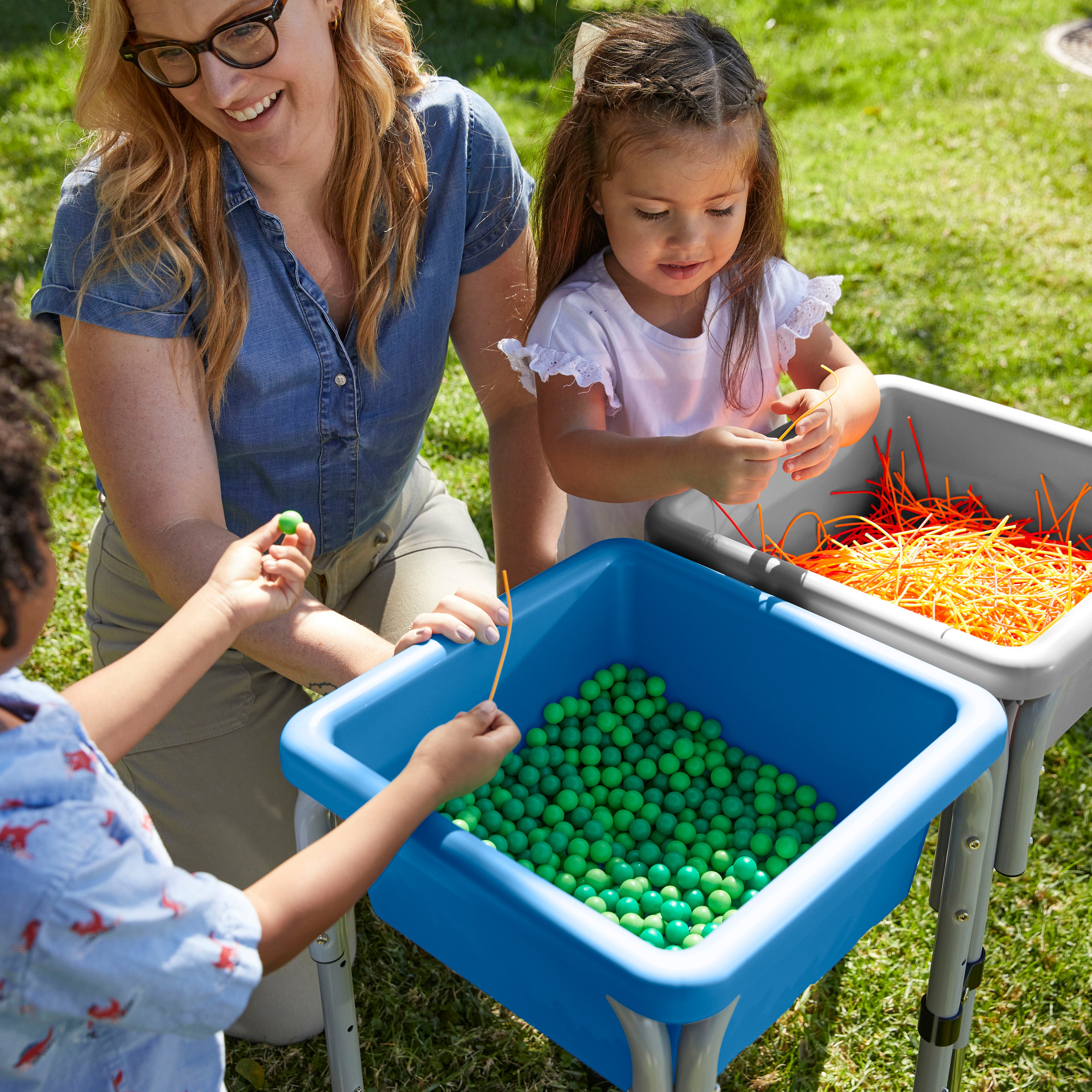 2-Station Sand and Water Adjustable Play Table, Sensory Bins