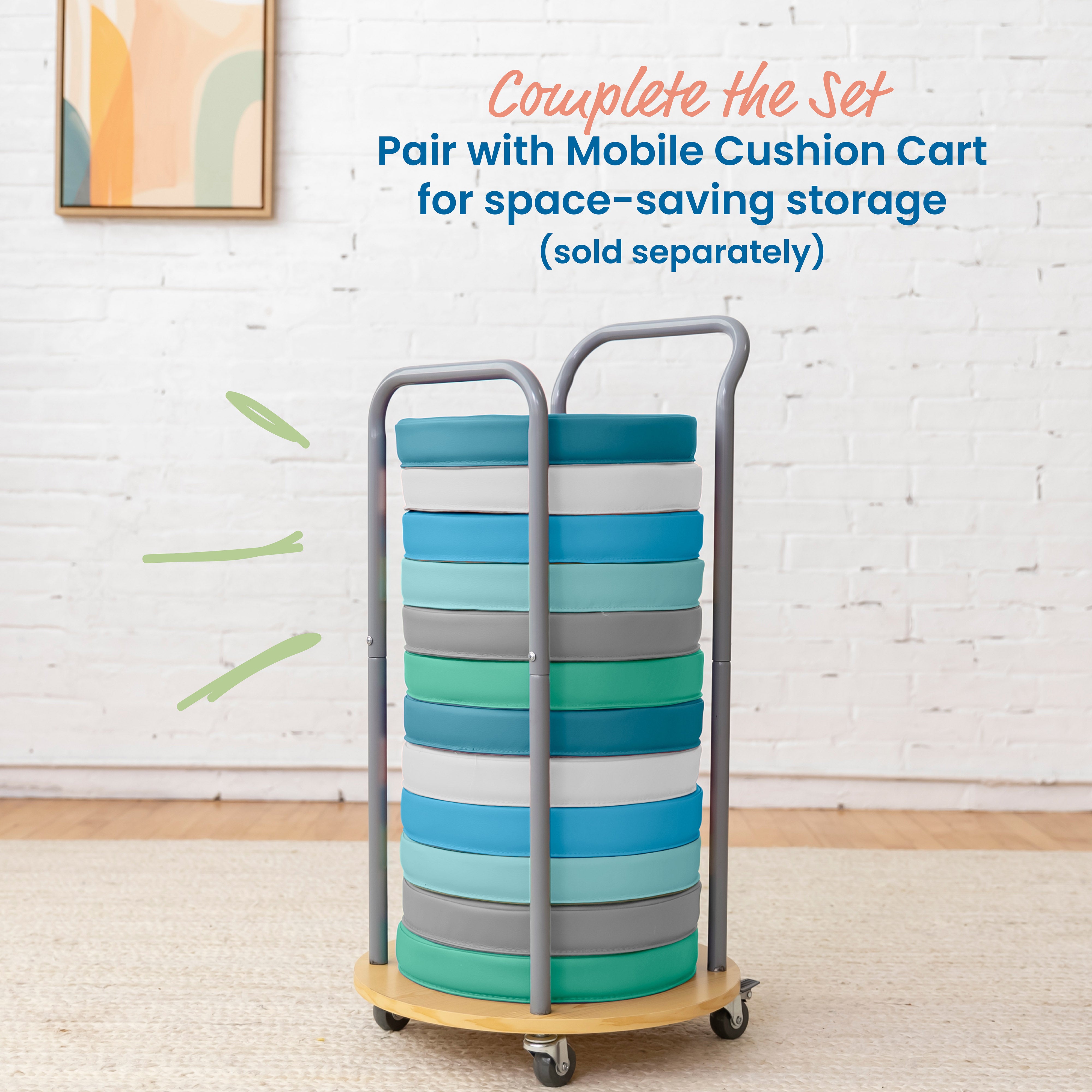 SoftZone Floor Cushions, Round, 6-Piece